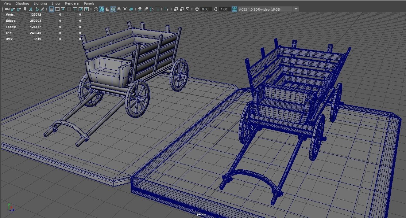 Medieval Carriage Low-poly 3D model_23