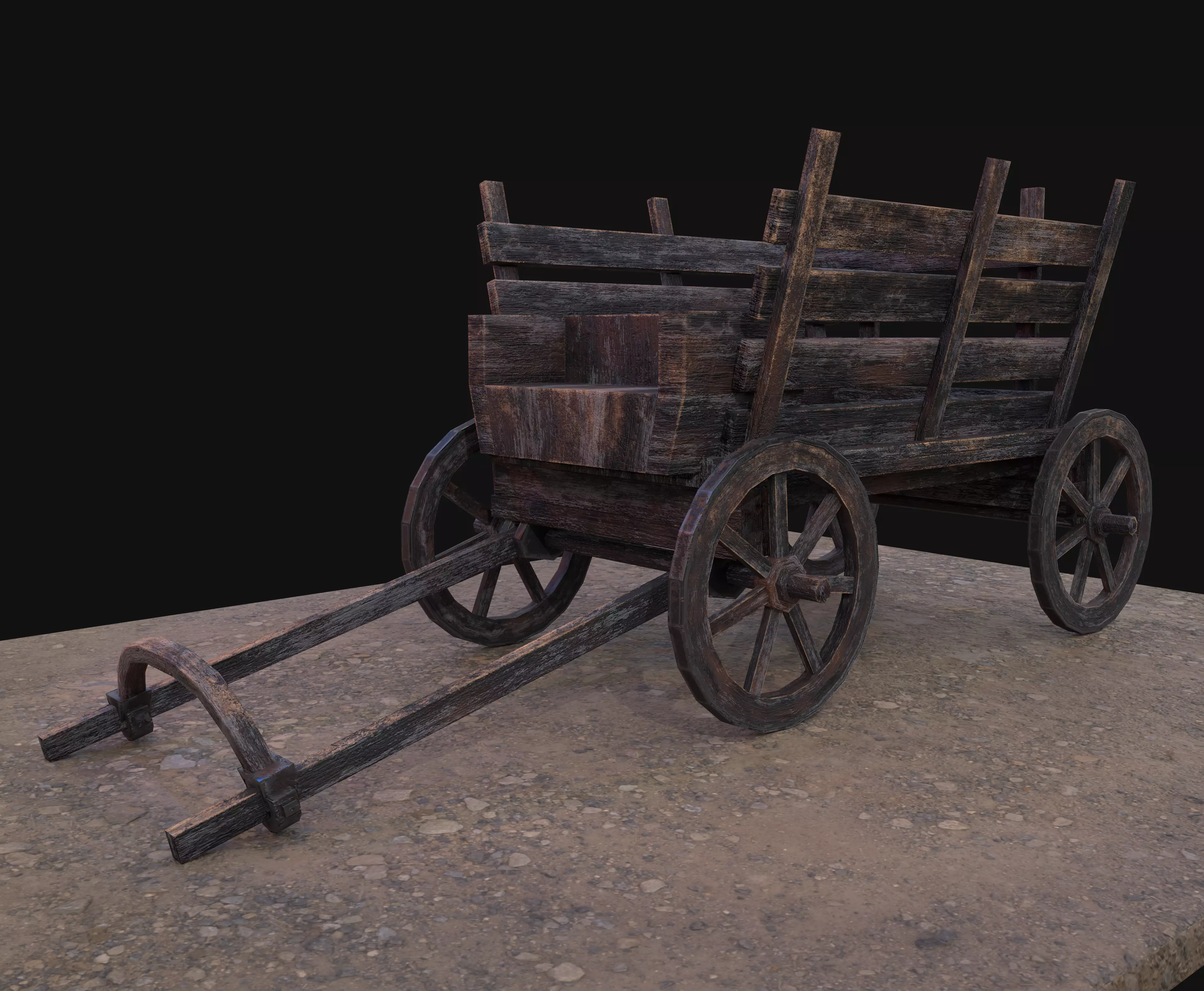 Medieval Carriage Low-poly 3D model_0