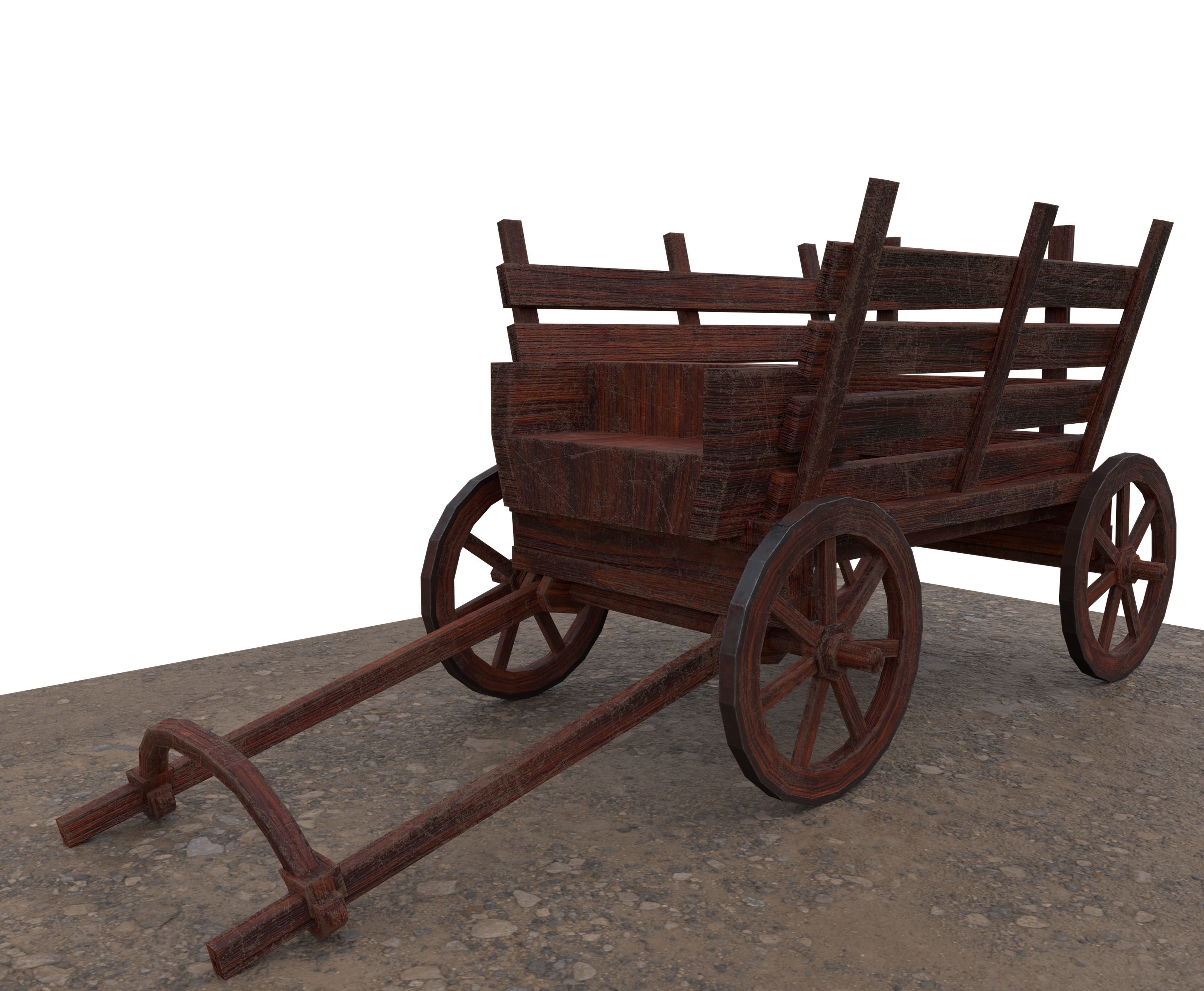 Medieval Carriage Low-poly 3D model_4