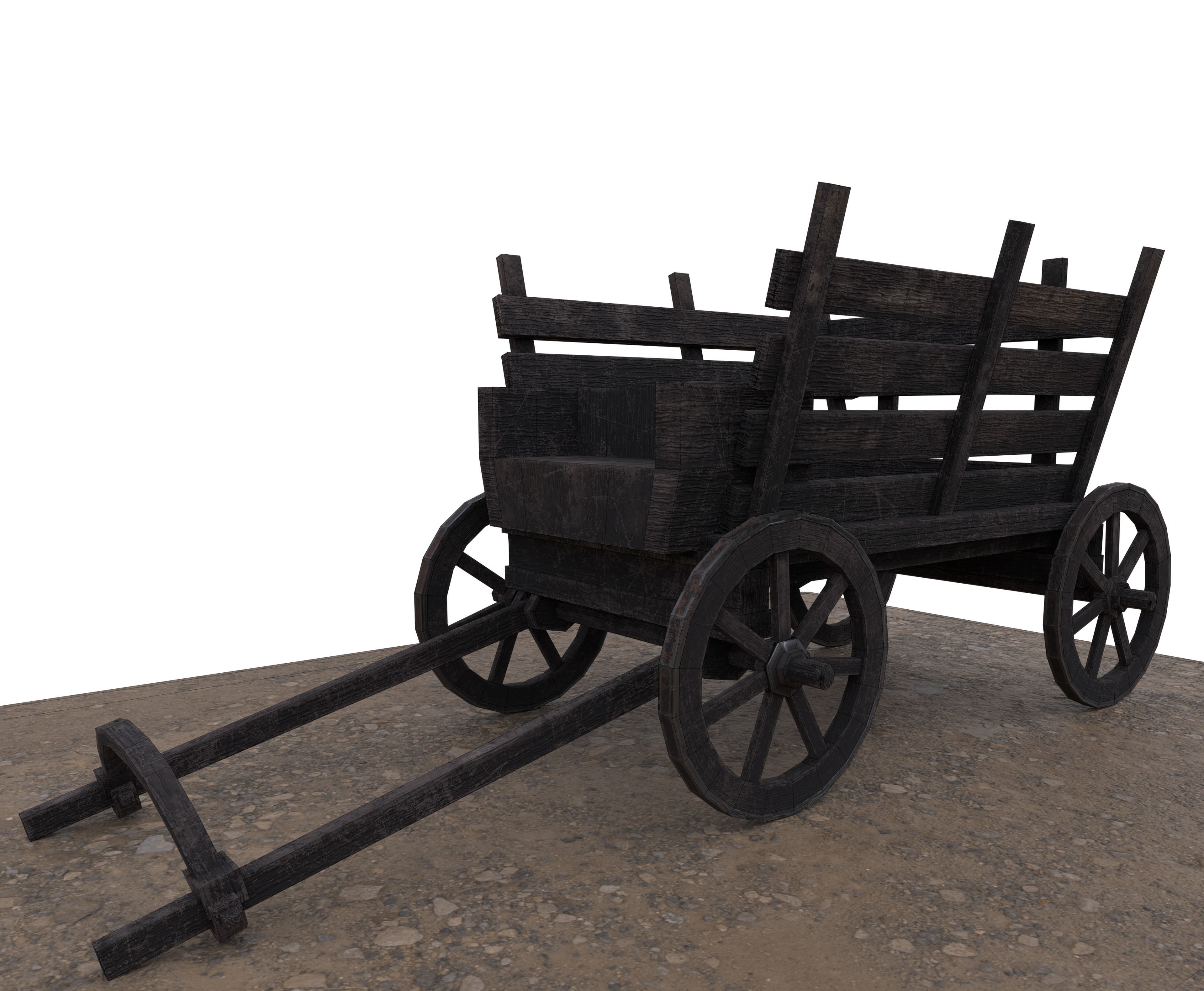 Medieval Carriage Low-poly 3D model_16