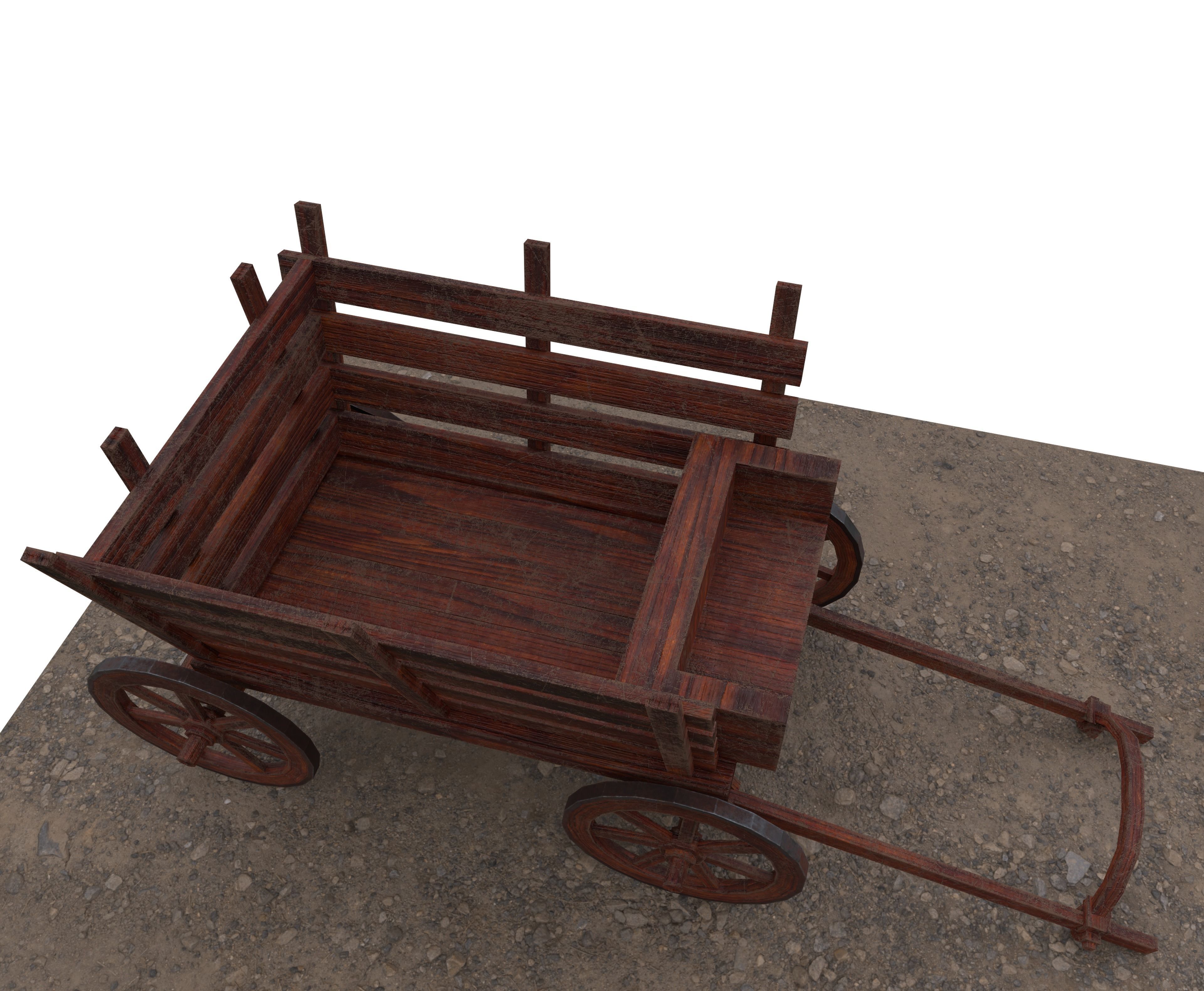 Medieval Carriage Low-poly 3D model_18