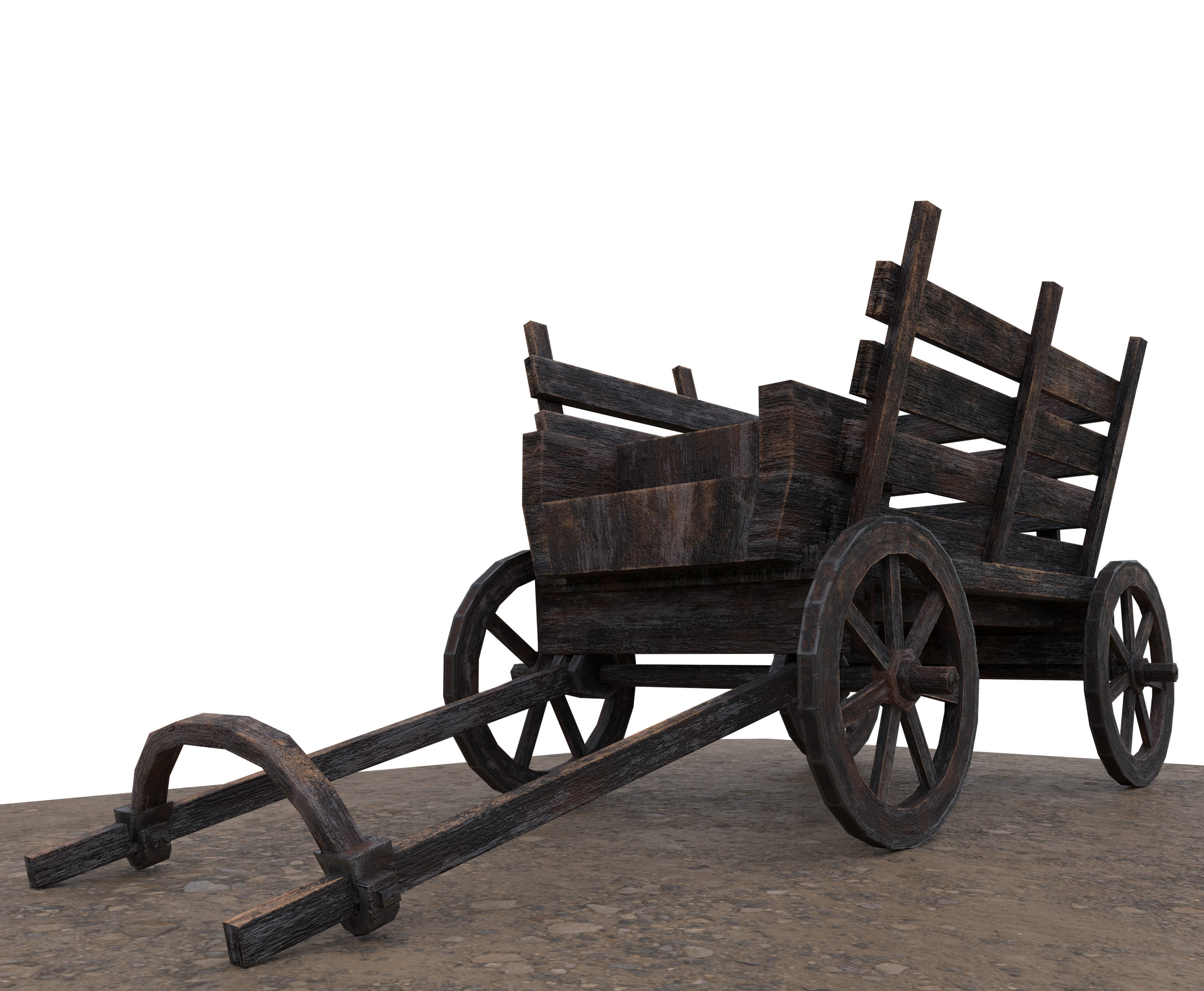 Medieval Carriage Low-poly 3D model_13