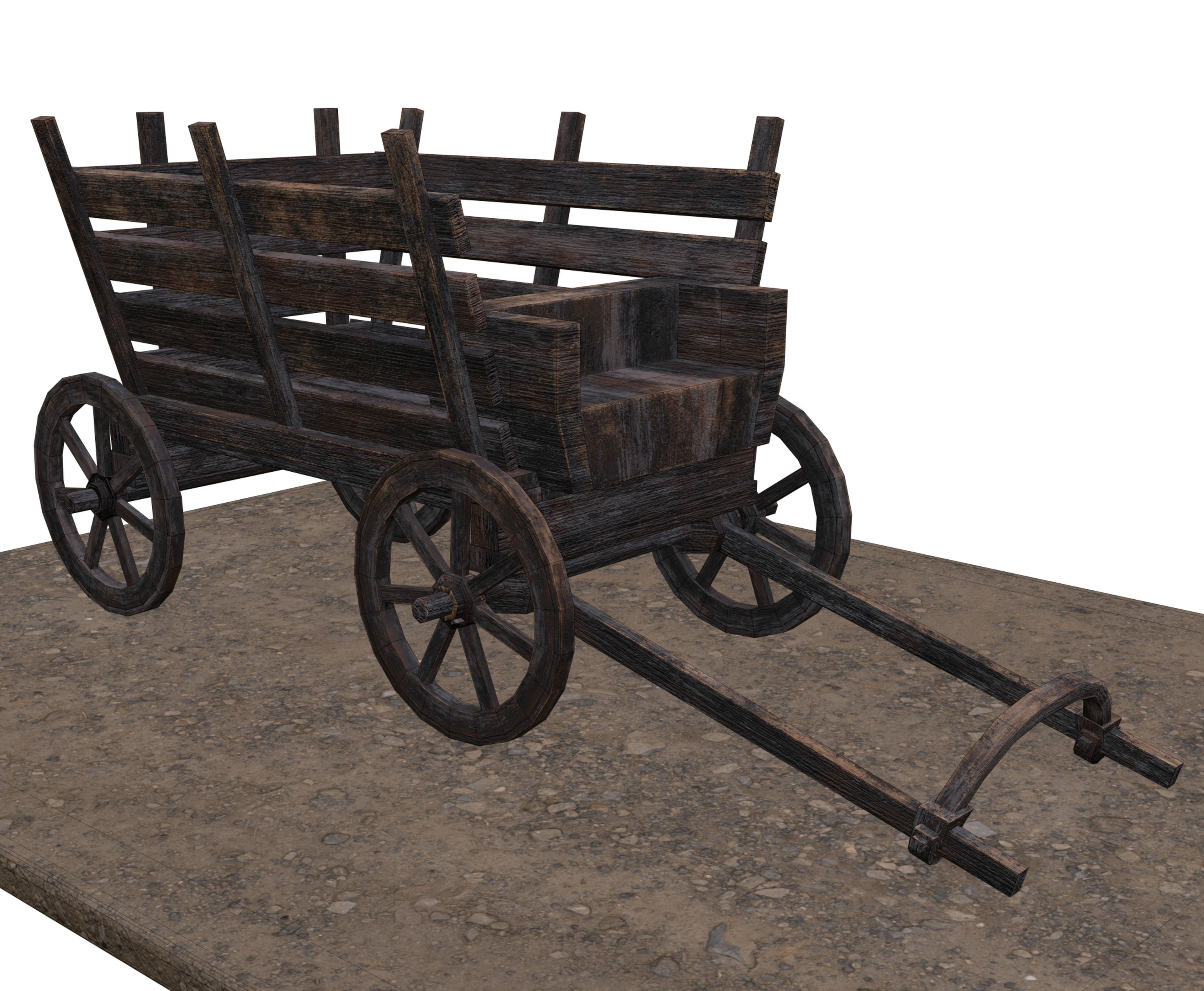Medieval Carriage Low-poly 3D model_14