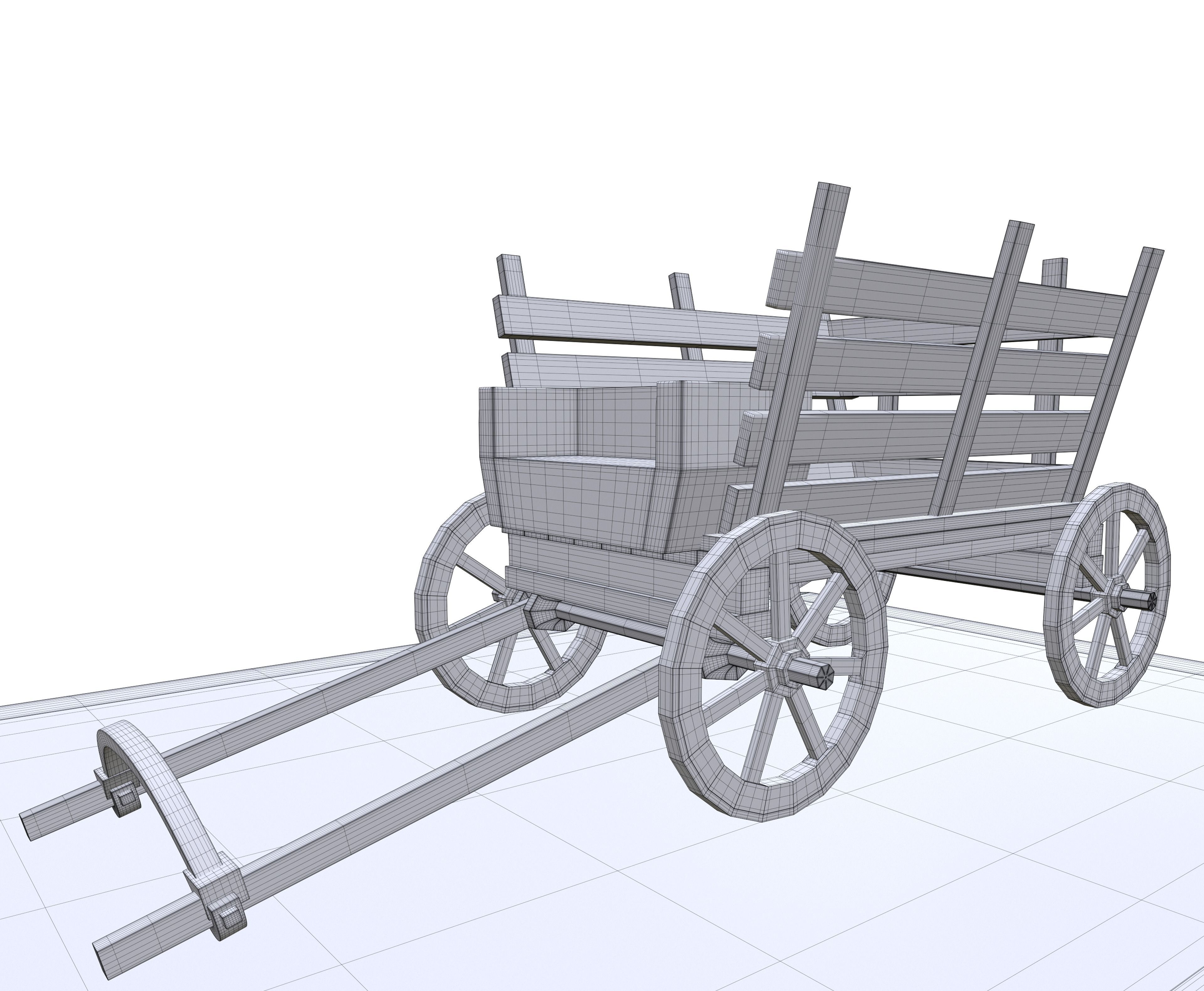 Medieval Carriage Low-poly 3D model_27