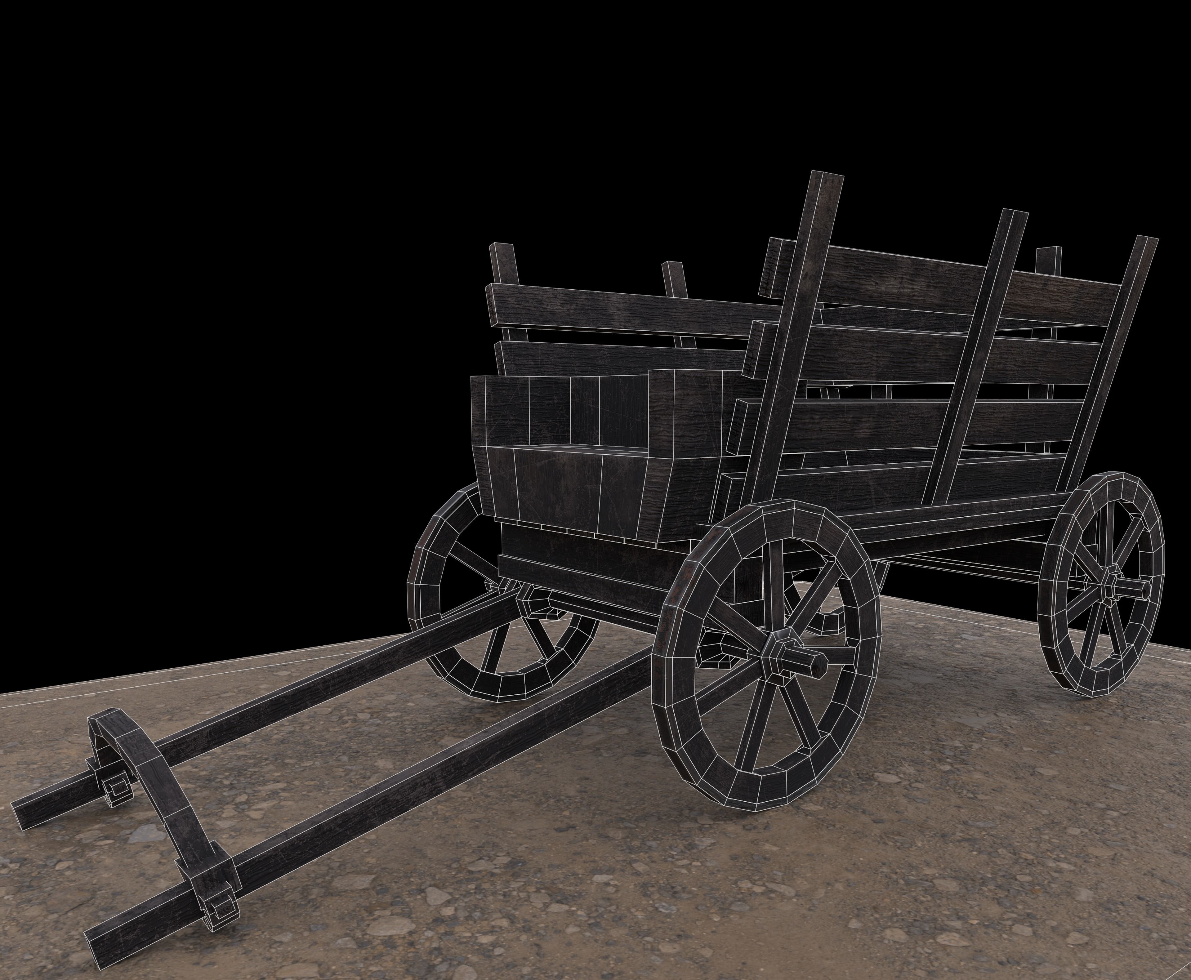 Medieval Carriage Low-poly 3D model_20