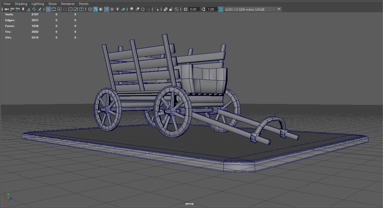 Medieval Carriage Low-poly 3D model_21