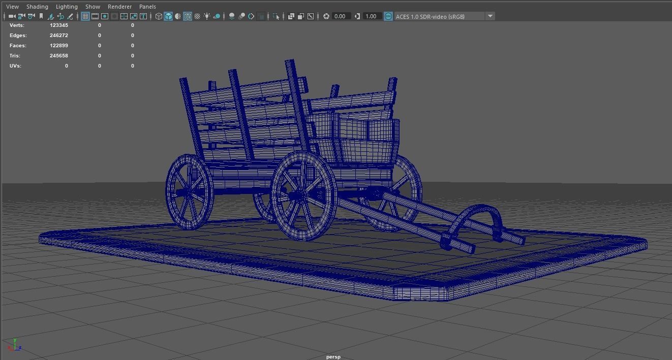 Medieval Carriage Low-poly 3D model_22