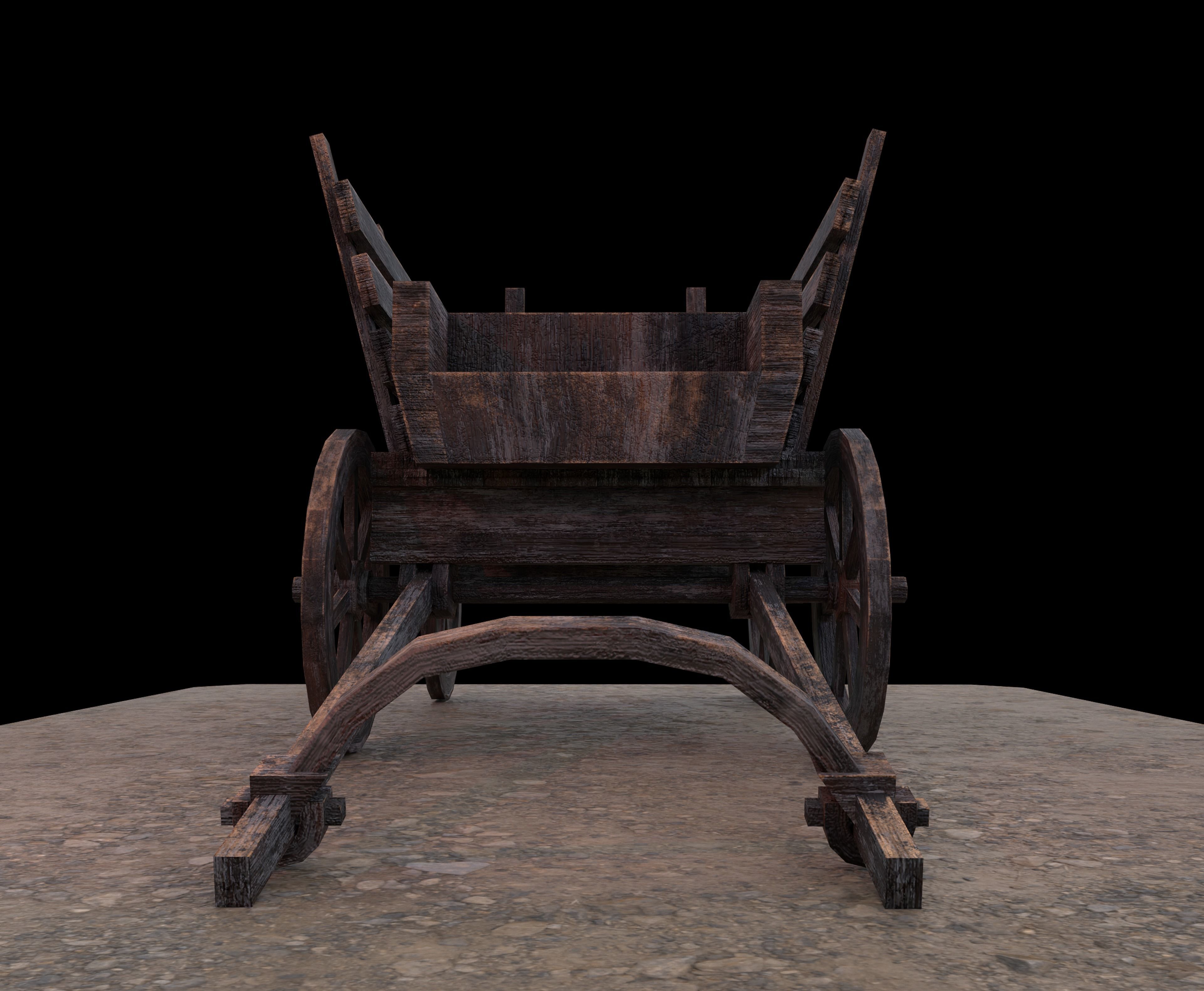 Medieval Carriage Low-poly 3D model_17