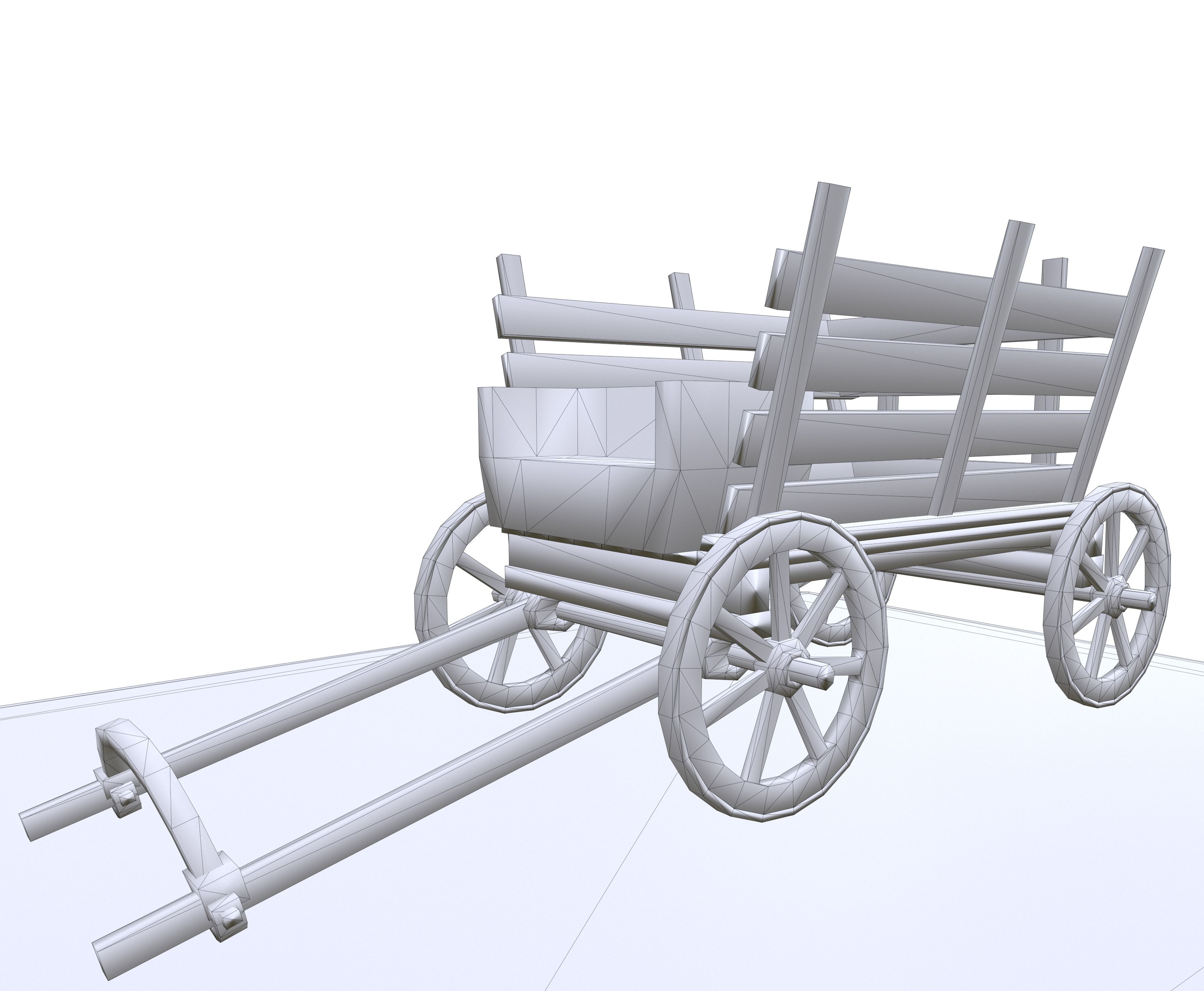 Medieval Carriage Low-poly 3D model_25