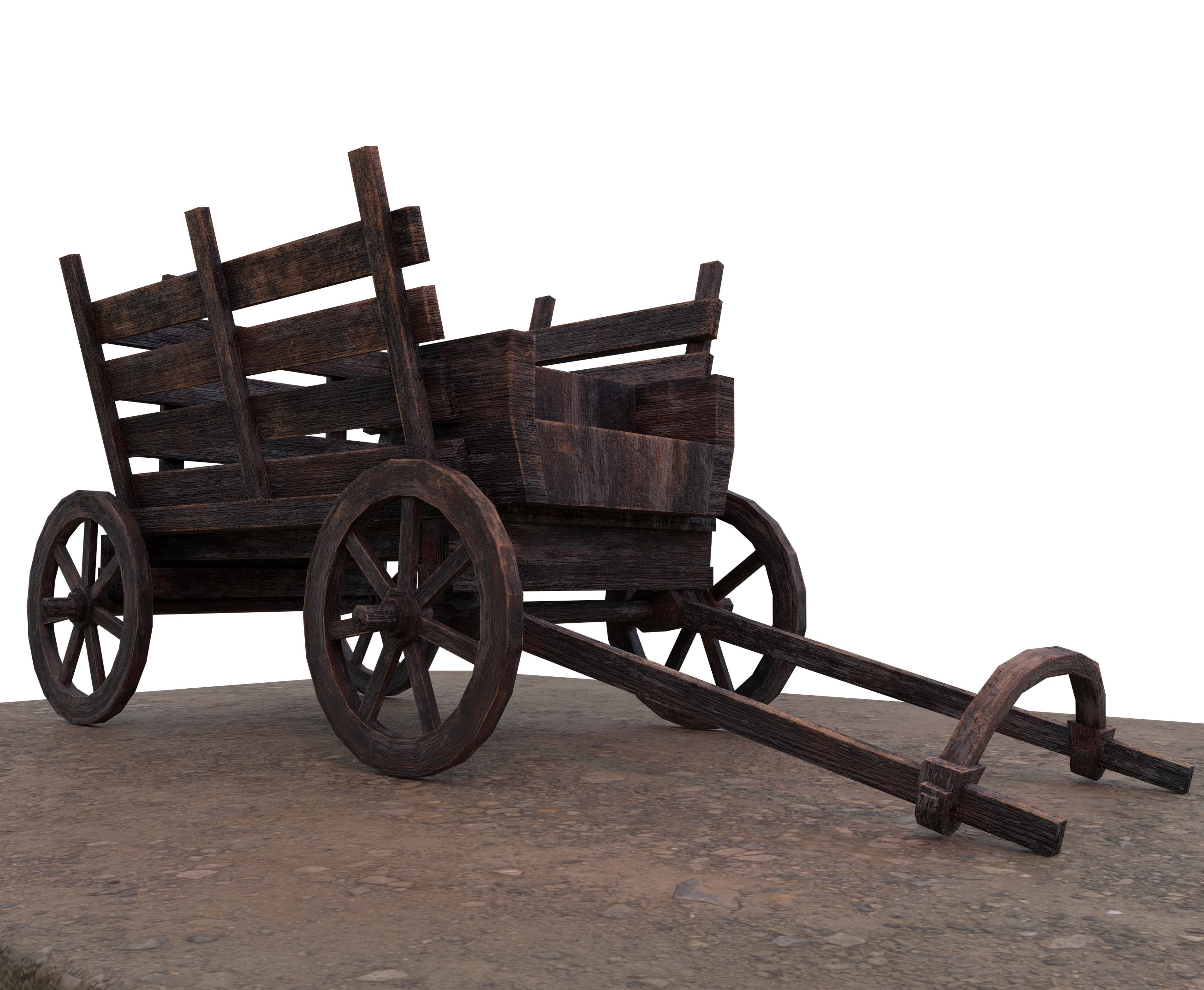 Medieval Carriage Low-poly 3D model_15
