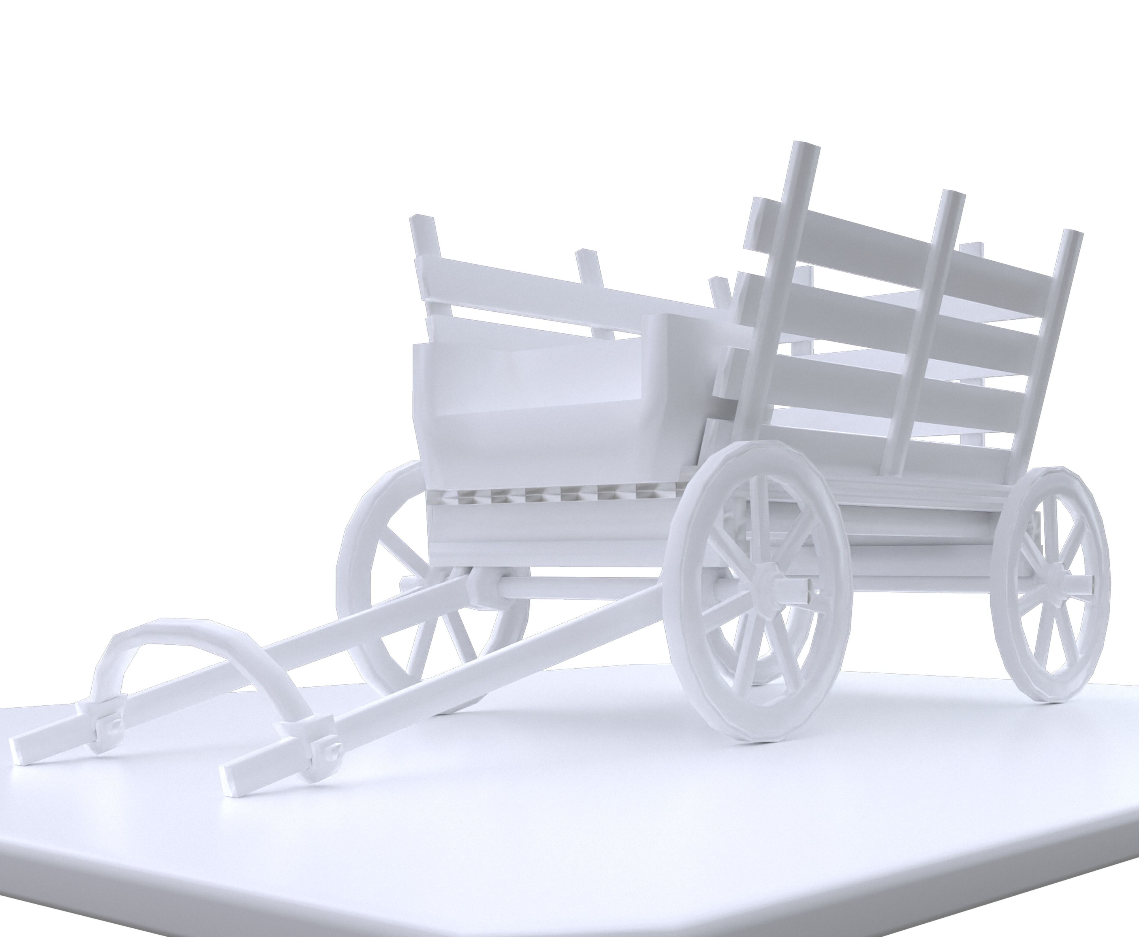 Medieval Carriage Low-poly 3D model_24