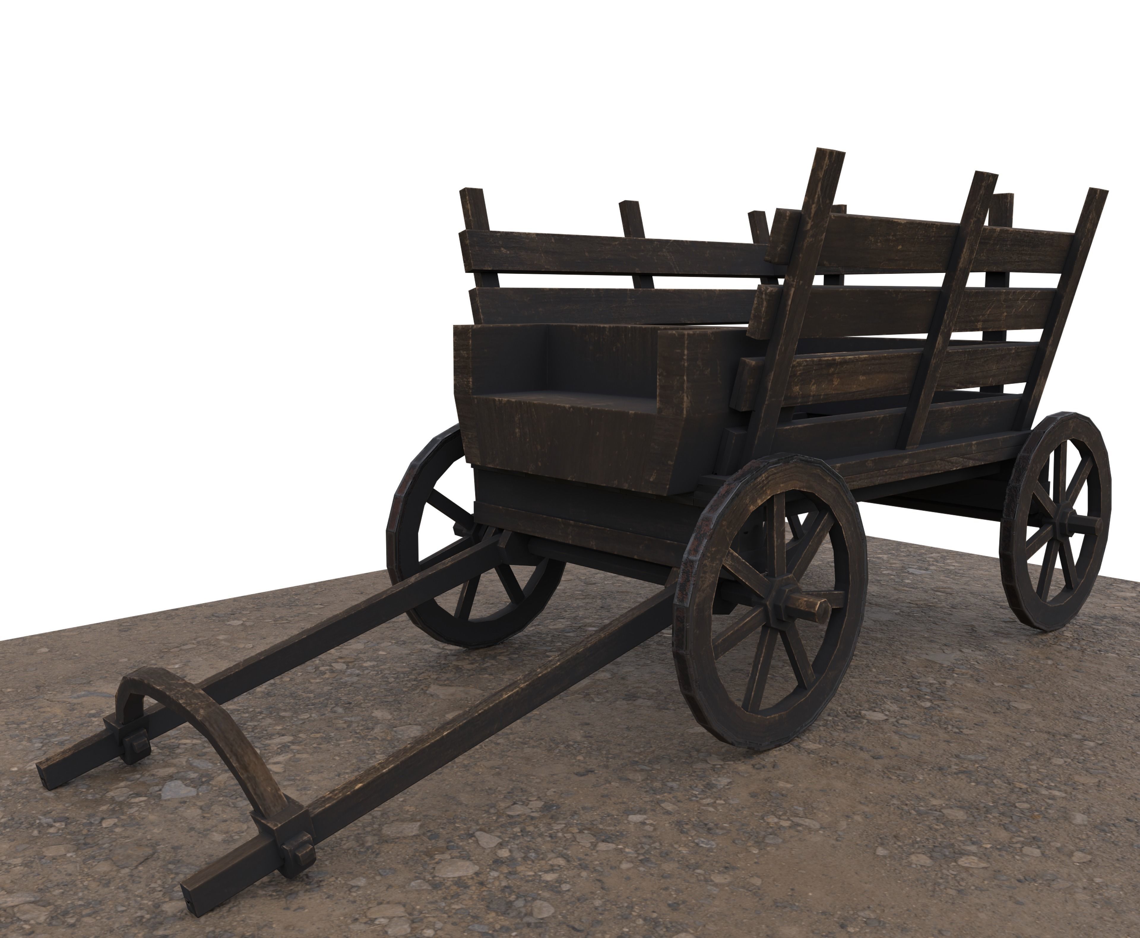 Medieval Carriage Low-poly 3D model_5