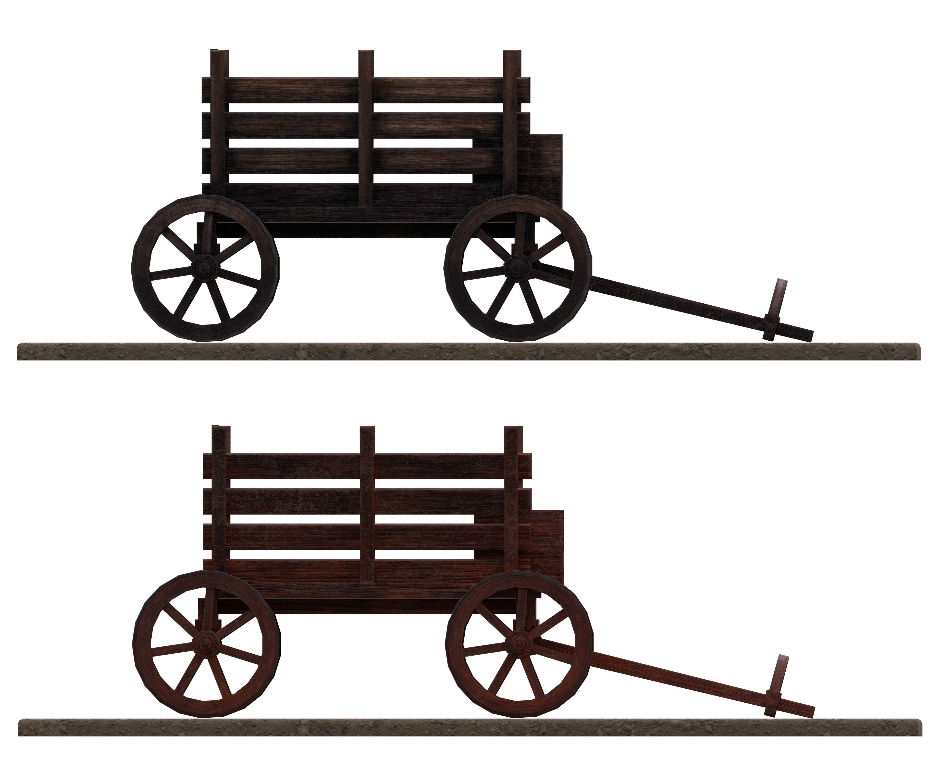 Medieval Carriage Low-poly 3D model_10