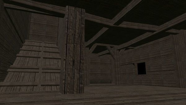 BigBurn wooden house with roof Low-poly 3D model_2