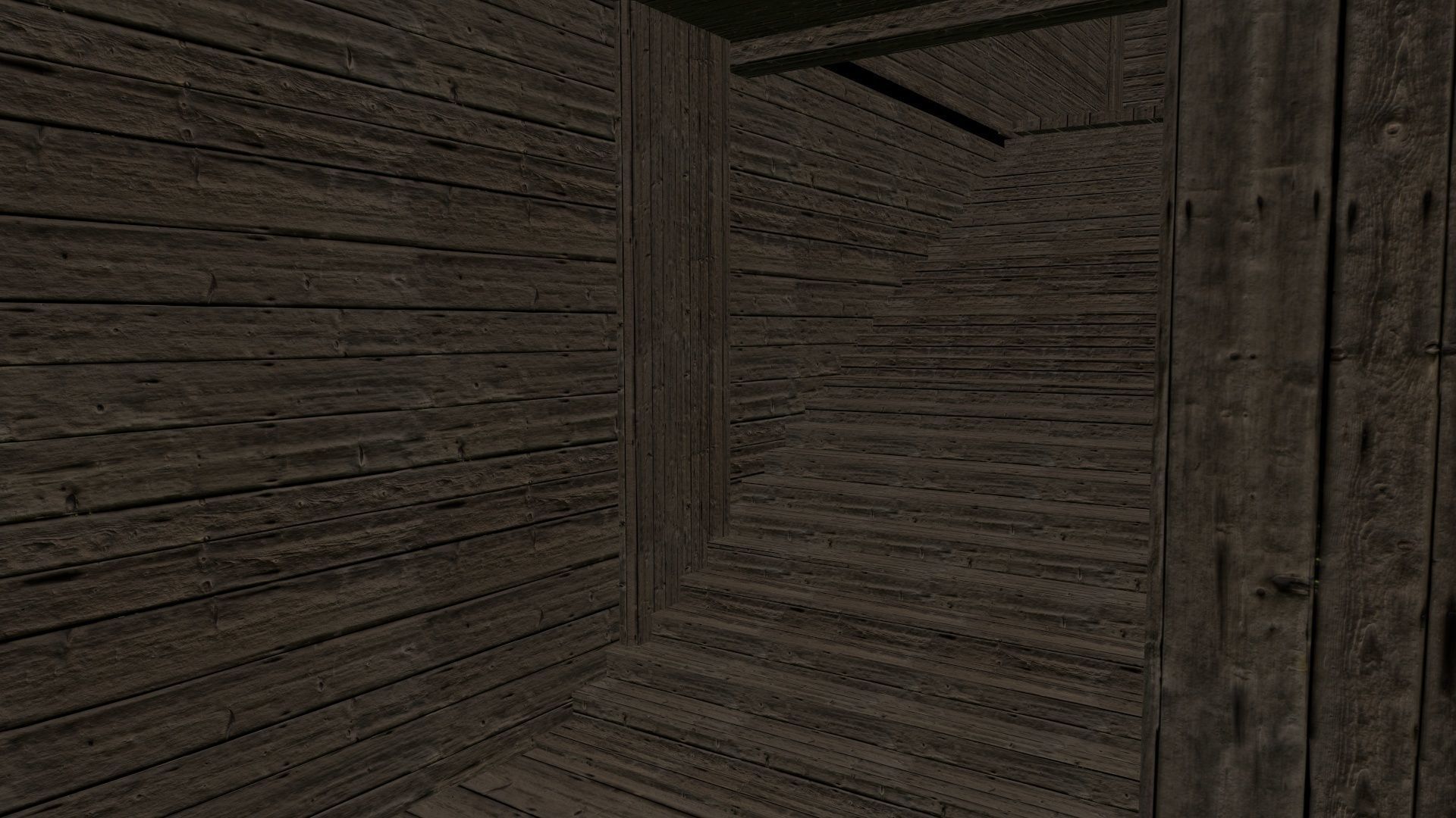 BigBurn wooden house with roof Low-poly 3D model_6