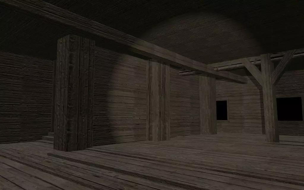 BigBurn wooden house with roof Low-poly 3D model_0