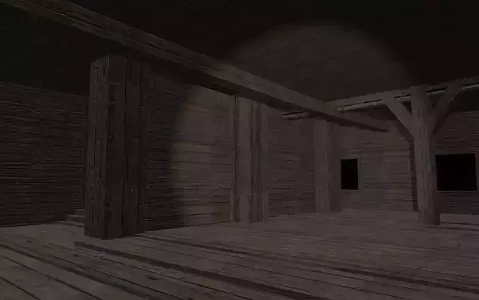 BigBurn wooden house with roof Low-poly 3D model