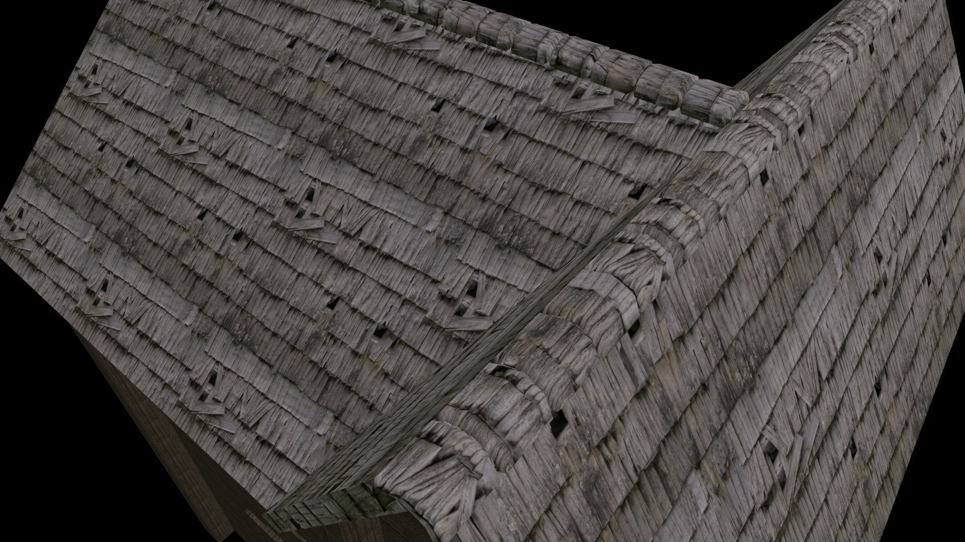 BigBurn wooden house with roof Low-poly 3D model_9