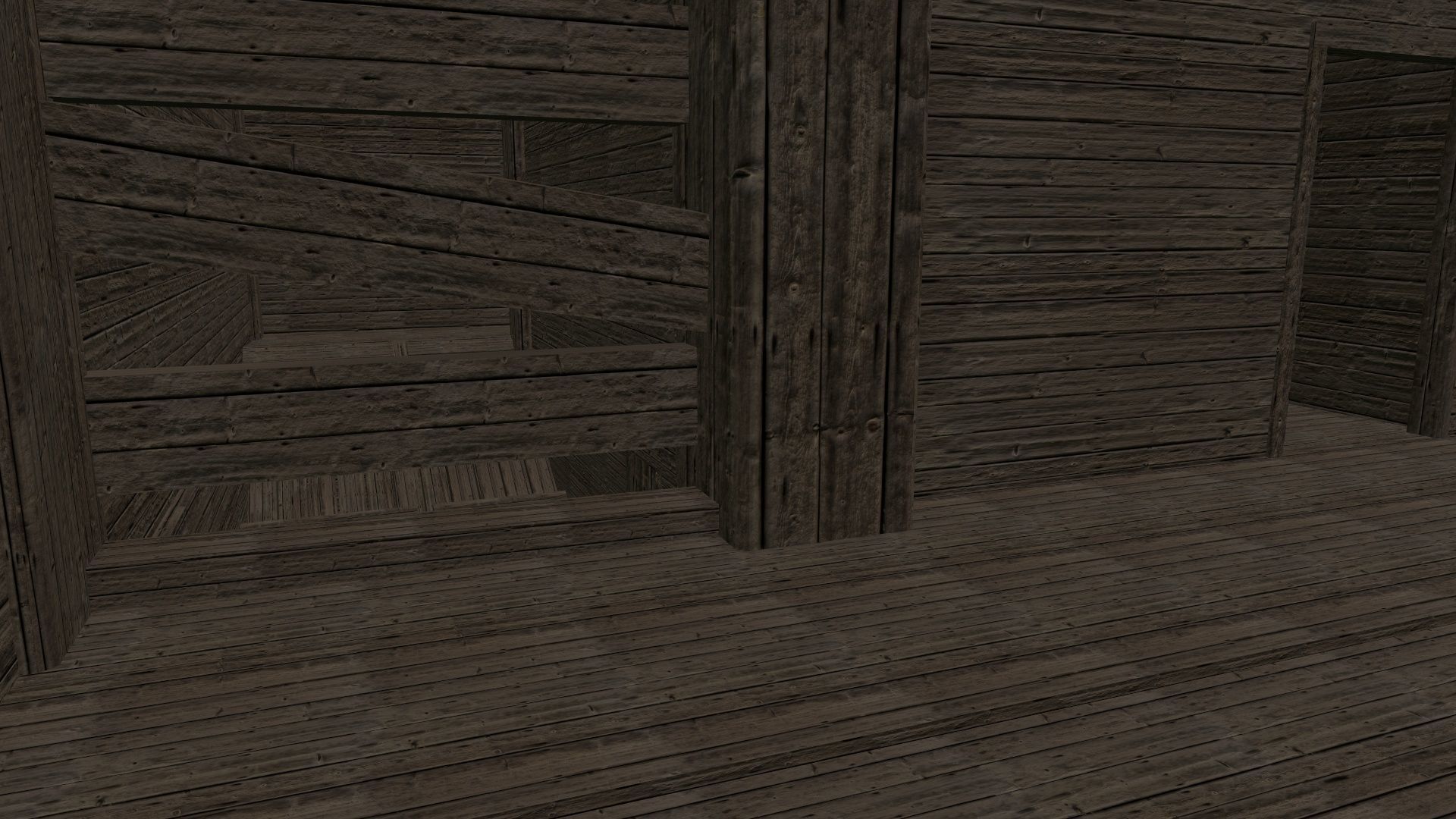 BigBurn wooden house with roof Low-poly 3D model_8