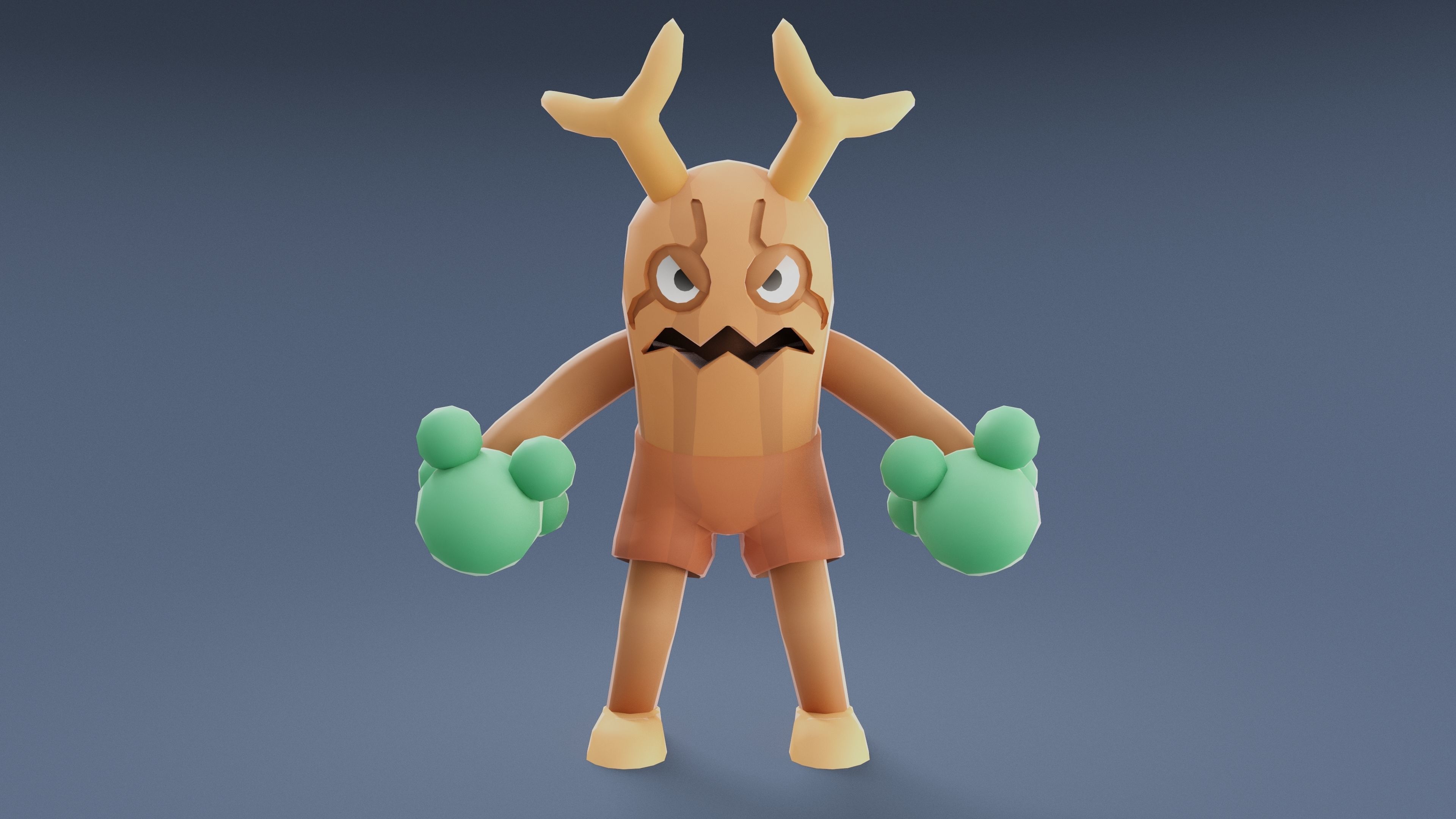 Cartoon Characters - Big Stumpy Warrior Low-poly 3D model_12