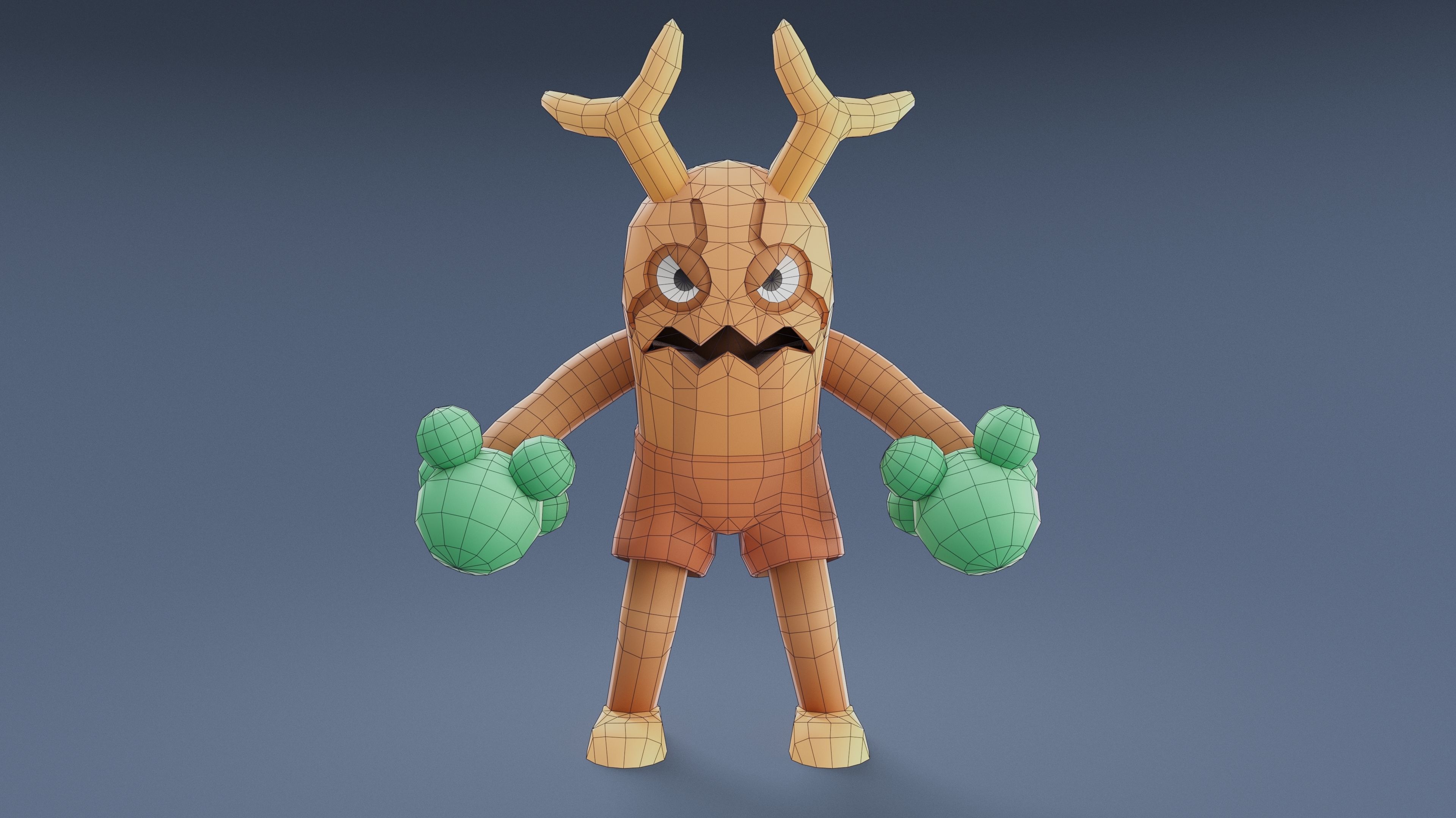 Cartoon Characters - Big Stumpy Warrior Low-poly 3D model_22