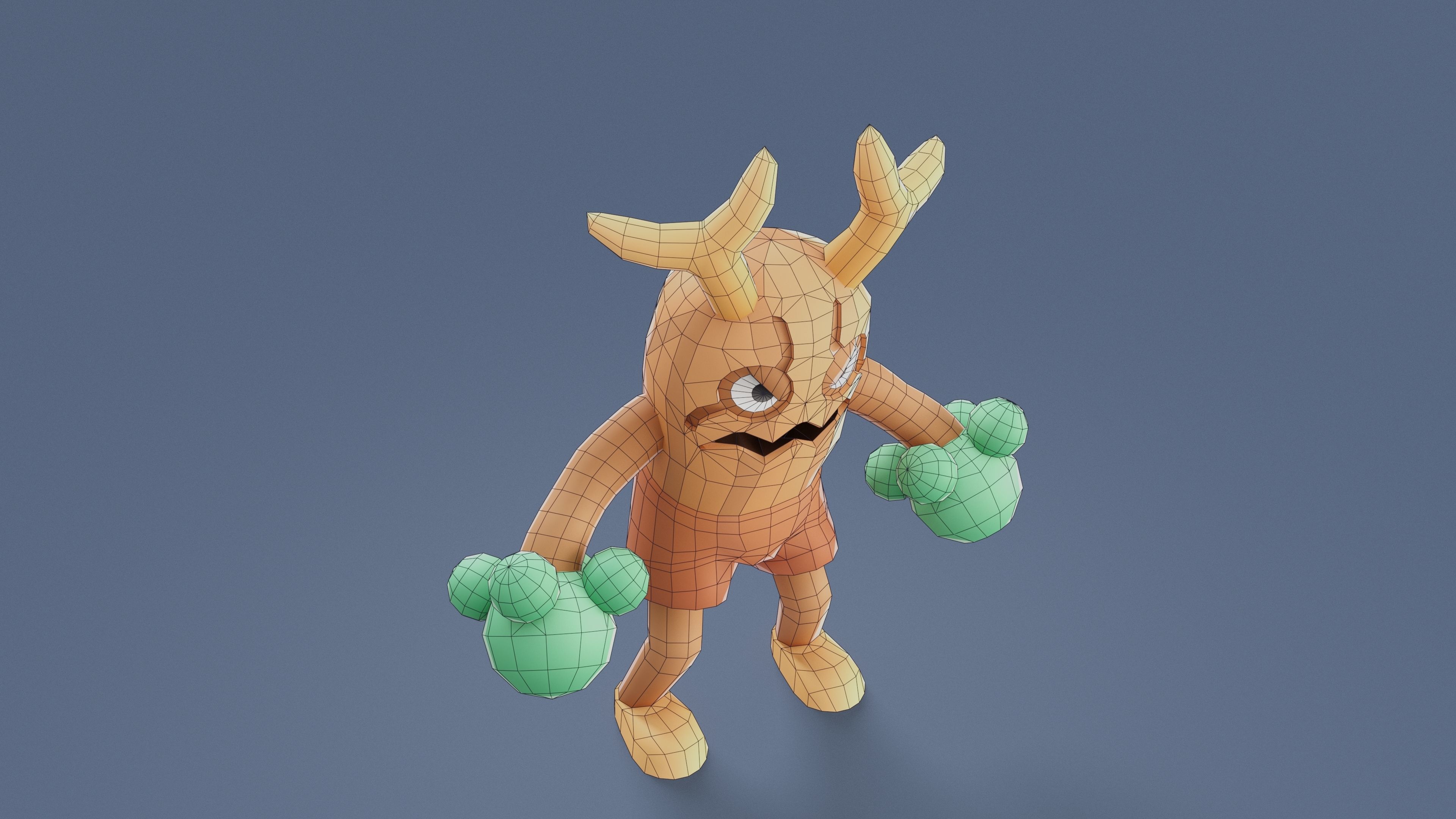 Cartoon Characters - Big Stumpy Warrior Low-poly 3D model_17