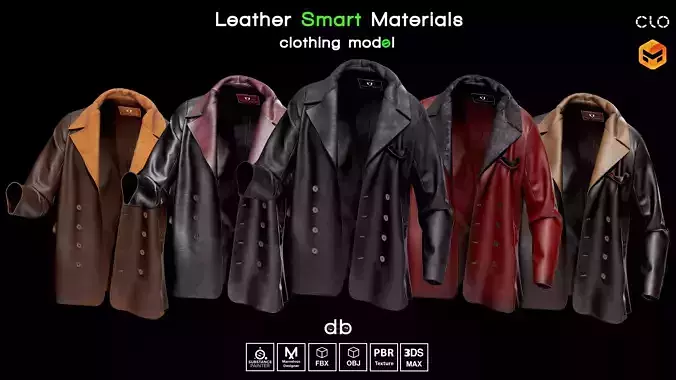 15 Leather Smart Materials and PBR Textures and Clothing Model