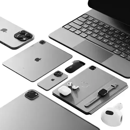Apple Set 2 ipad pro keyboard case 3D model