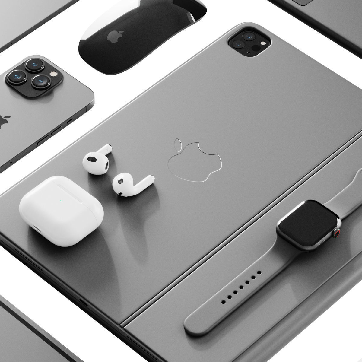 Apple Set 2 ipad pro keyboard case 3D model_2