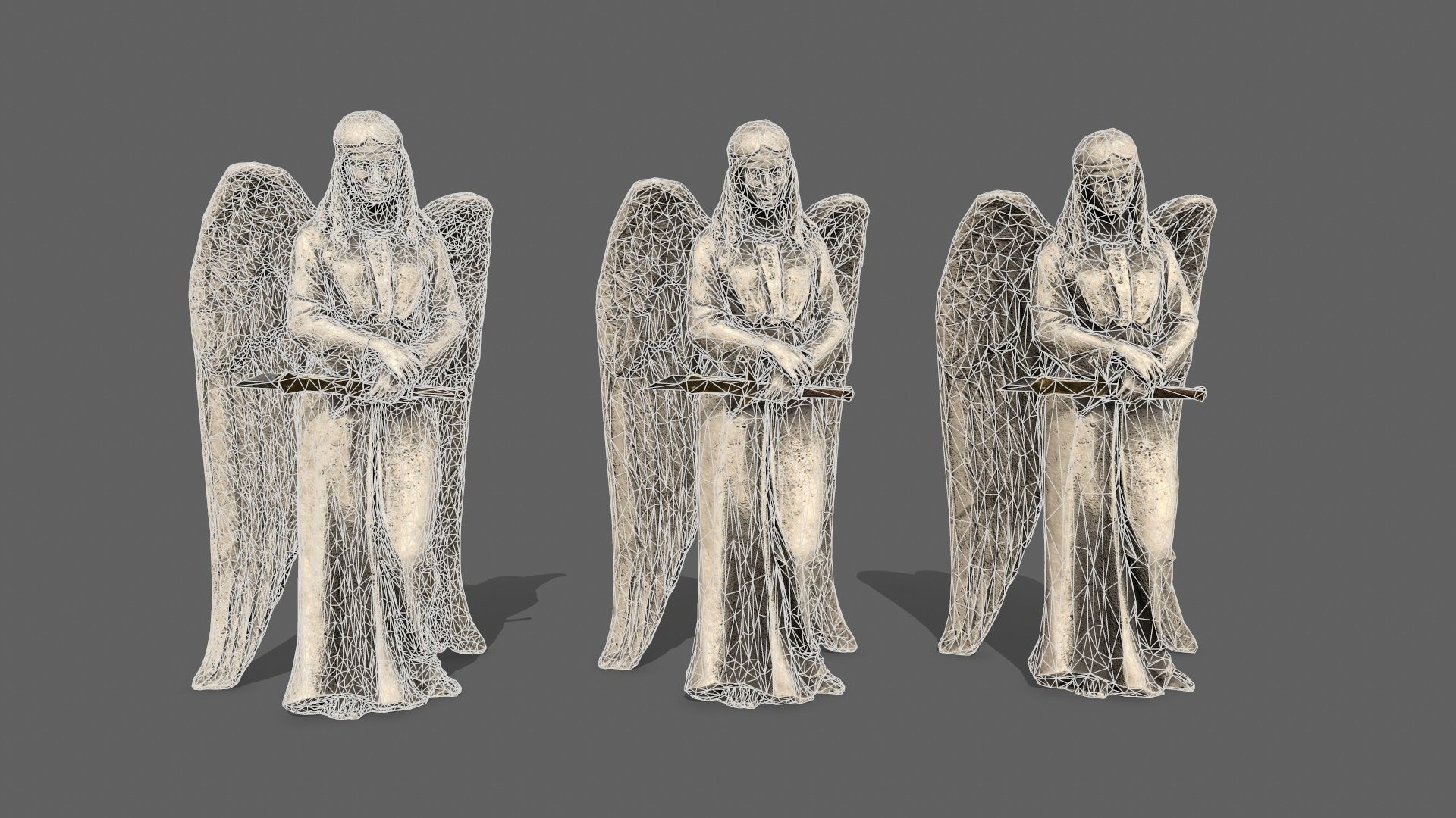 Angel holding gun Low-poly 3D model_12