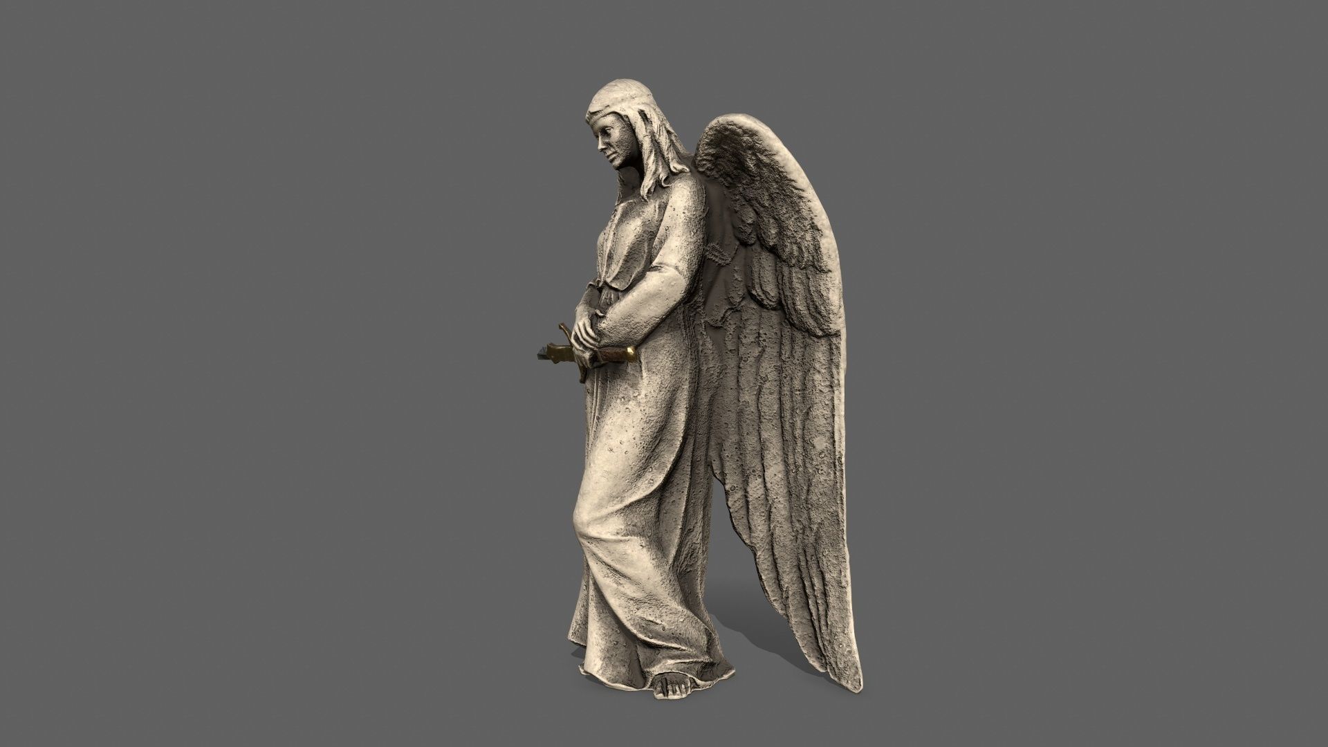 Angel holding gun Low-poly 3D model_9