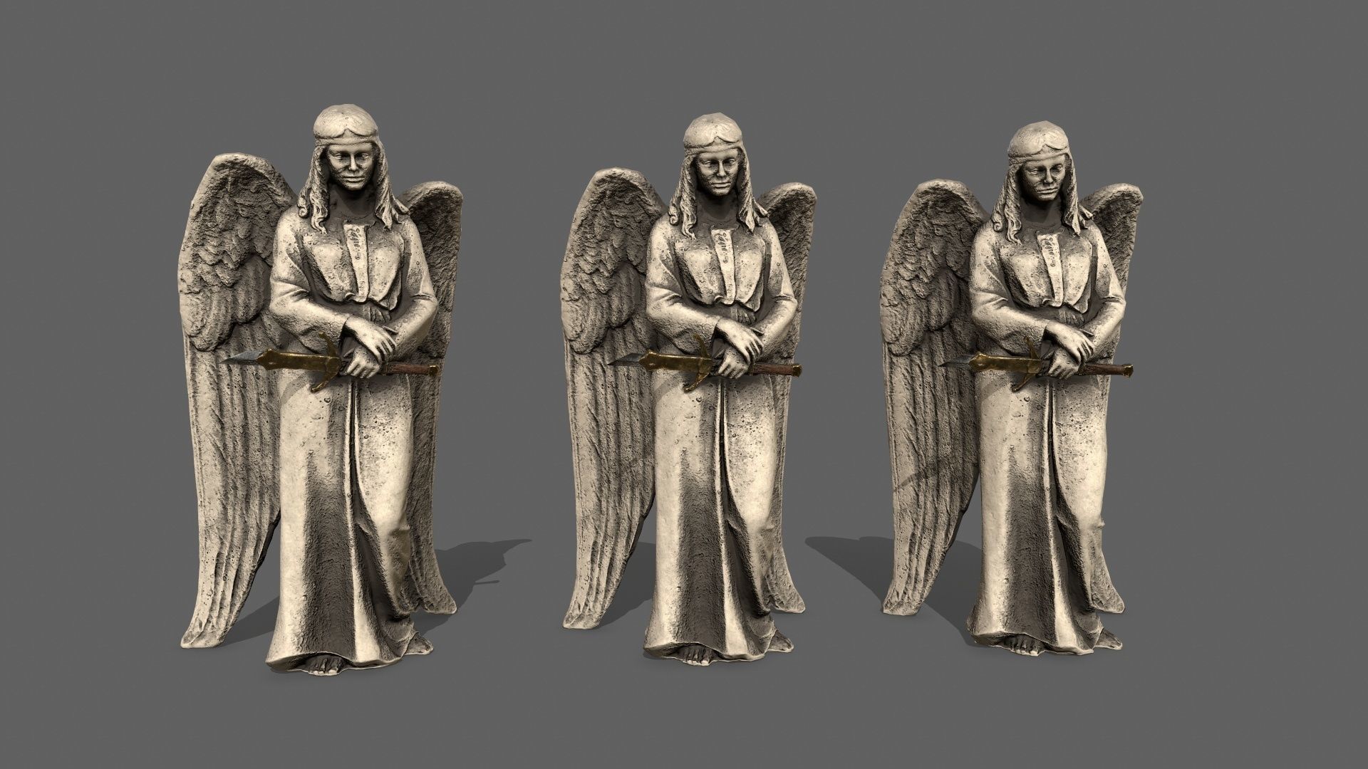 Angel holding gun Low-poly 3D model_11