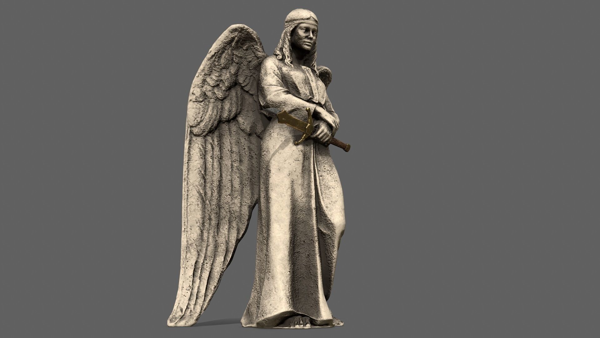 Angel holding gun Low-poly 3D model_1