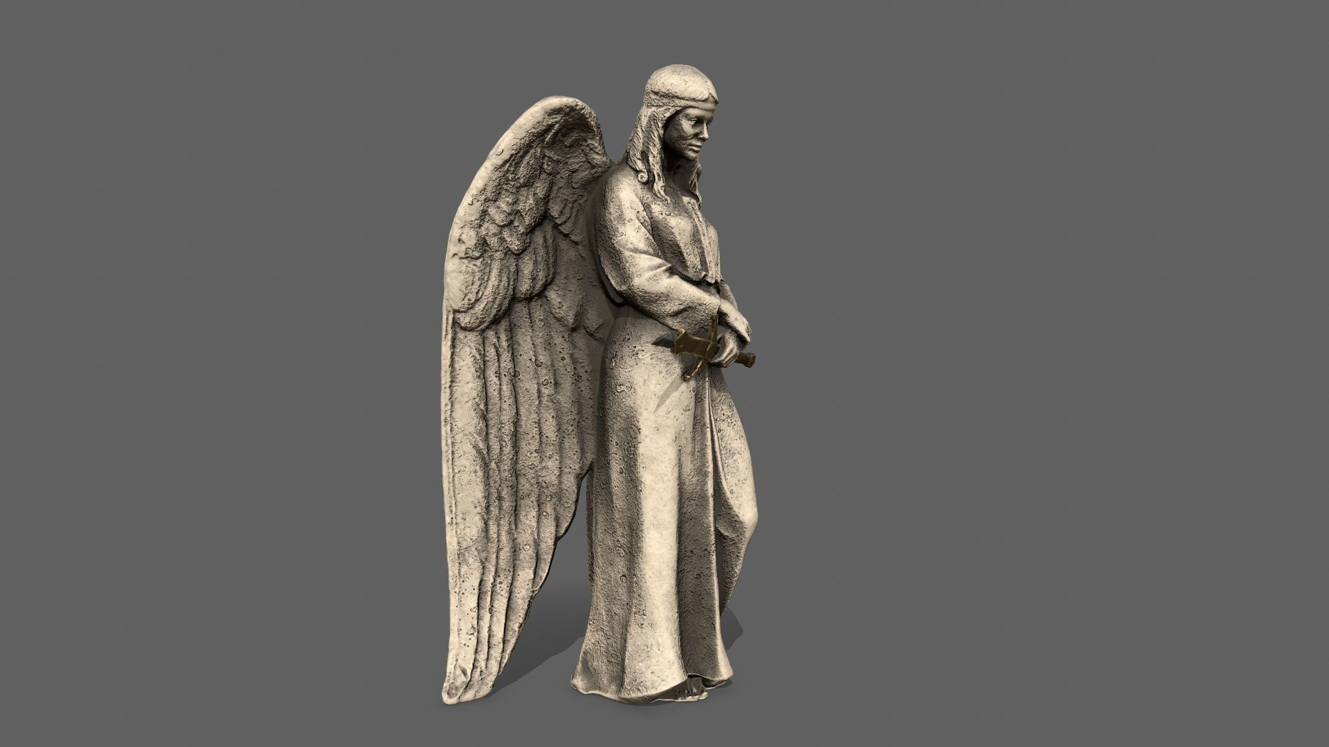 Angel holding gun Low-poly 3D model_4