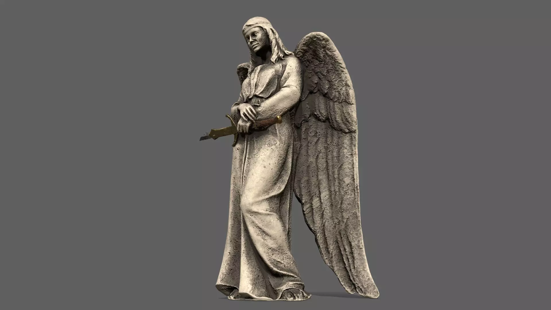 Angel holding gun Low-poly 3D model_0