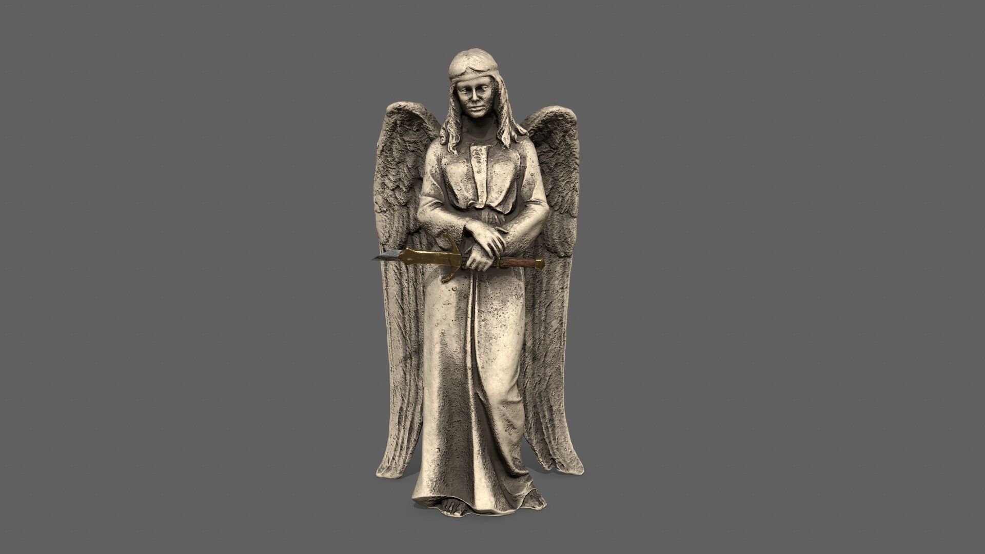 Angel holding gun Low-poly 3D model_10