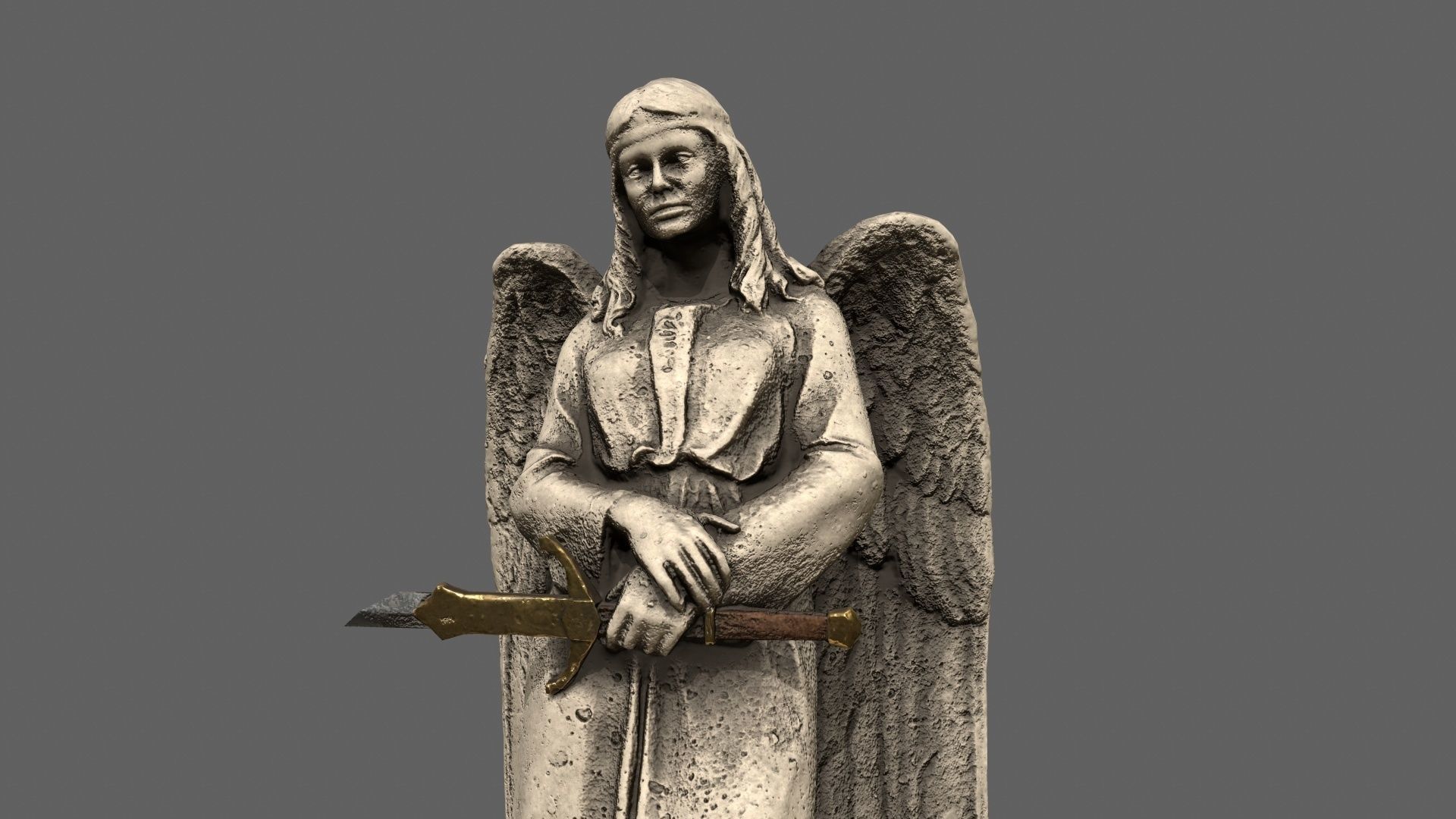 Angel holding gun Low-poly 3D model_2