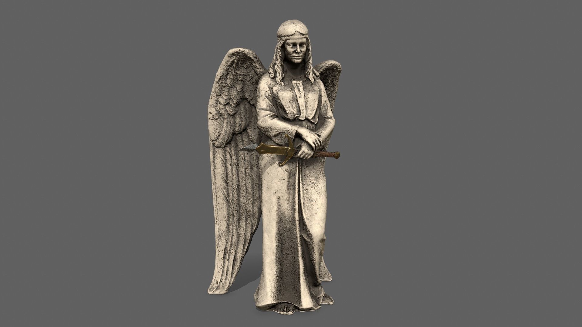 Angel holding gun Low-poly 3D model_3