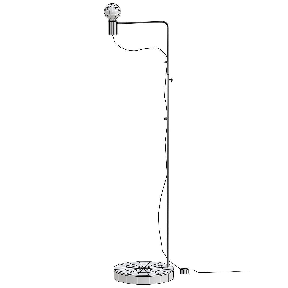 GRAFIT floor lamp with wooden base and light bulb 3D model_1