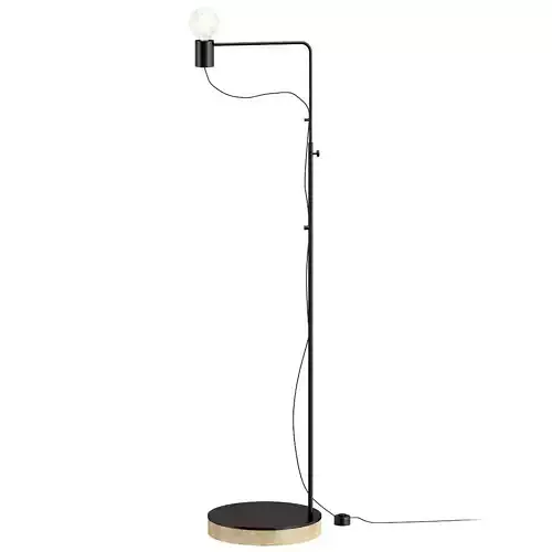 GRAFIT floor lamp with wooden base and light bulb