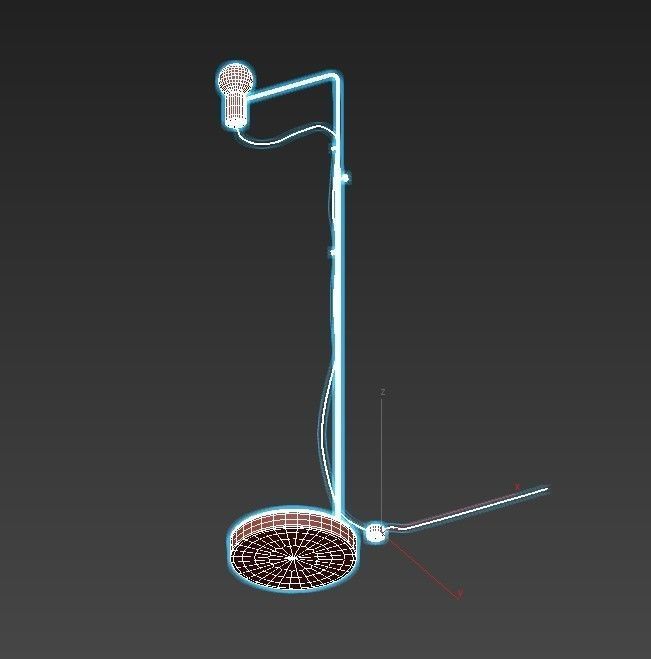 GRAFIT floor lamp with wooden base and light bulb 3D model_3