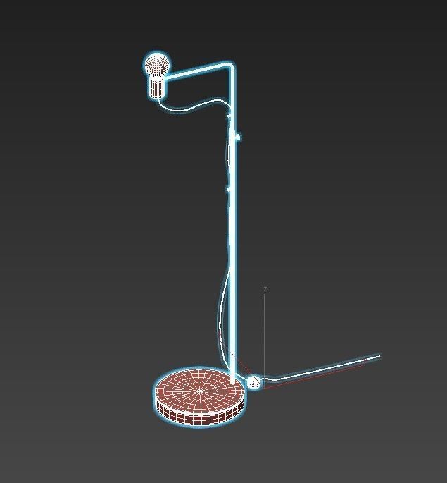 GRAFIT floor lamp with wooden base and light bulb 3D model_2