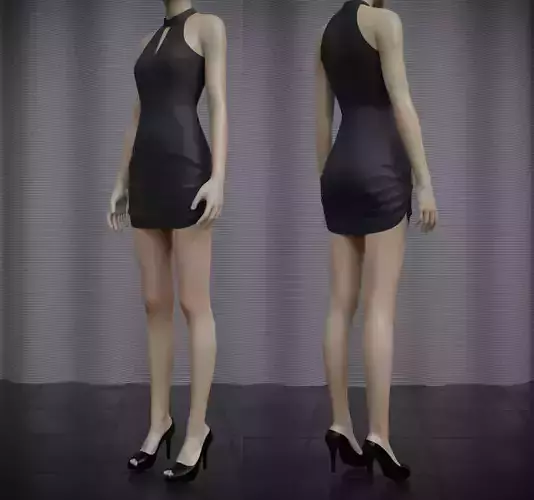 Drawstring Little Black Dress 