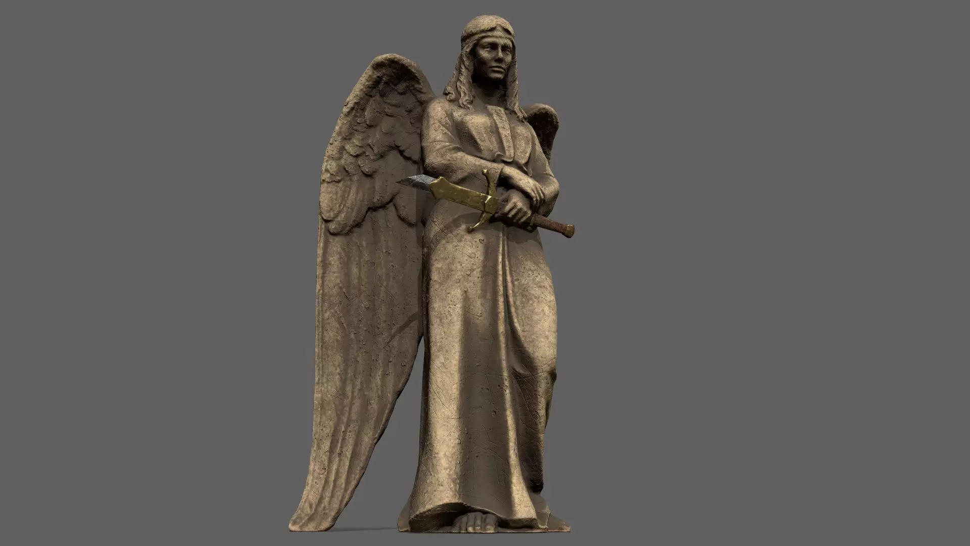 Angel statue of Low-poly 3D model_0