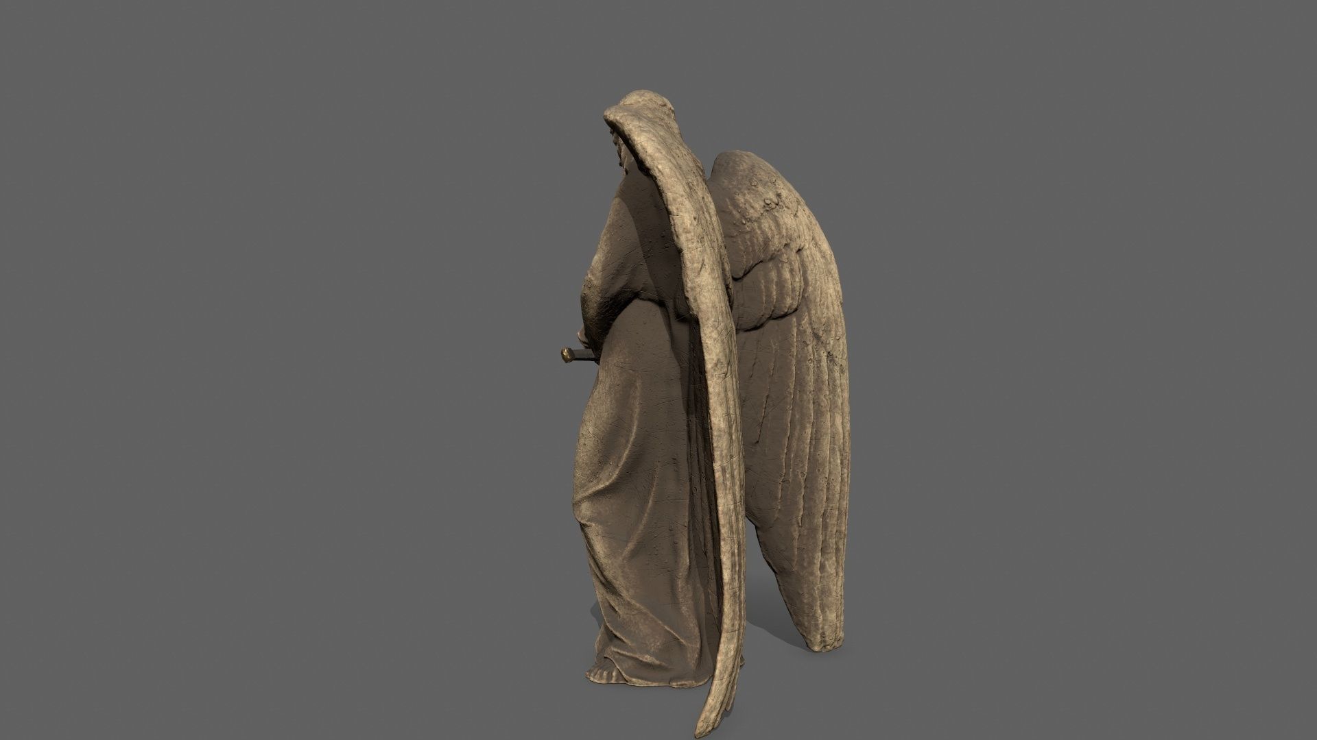 Angel statue of Low-poly 3D model_8