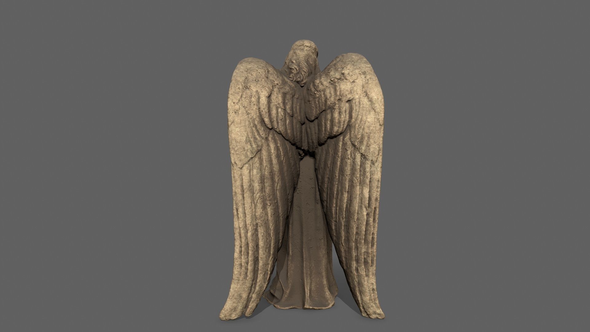Angel statue of Low-poly 3D model_7