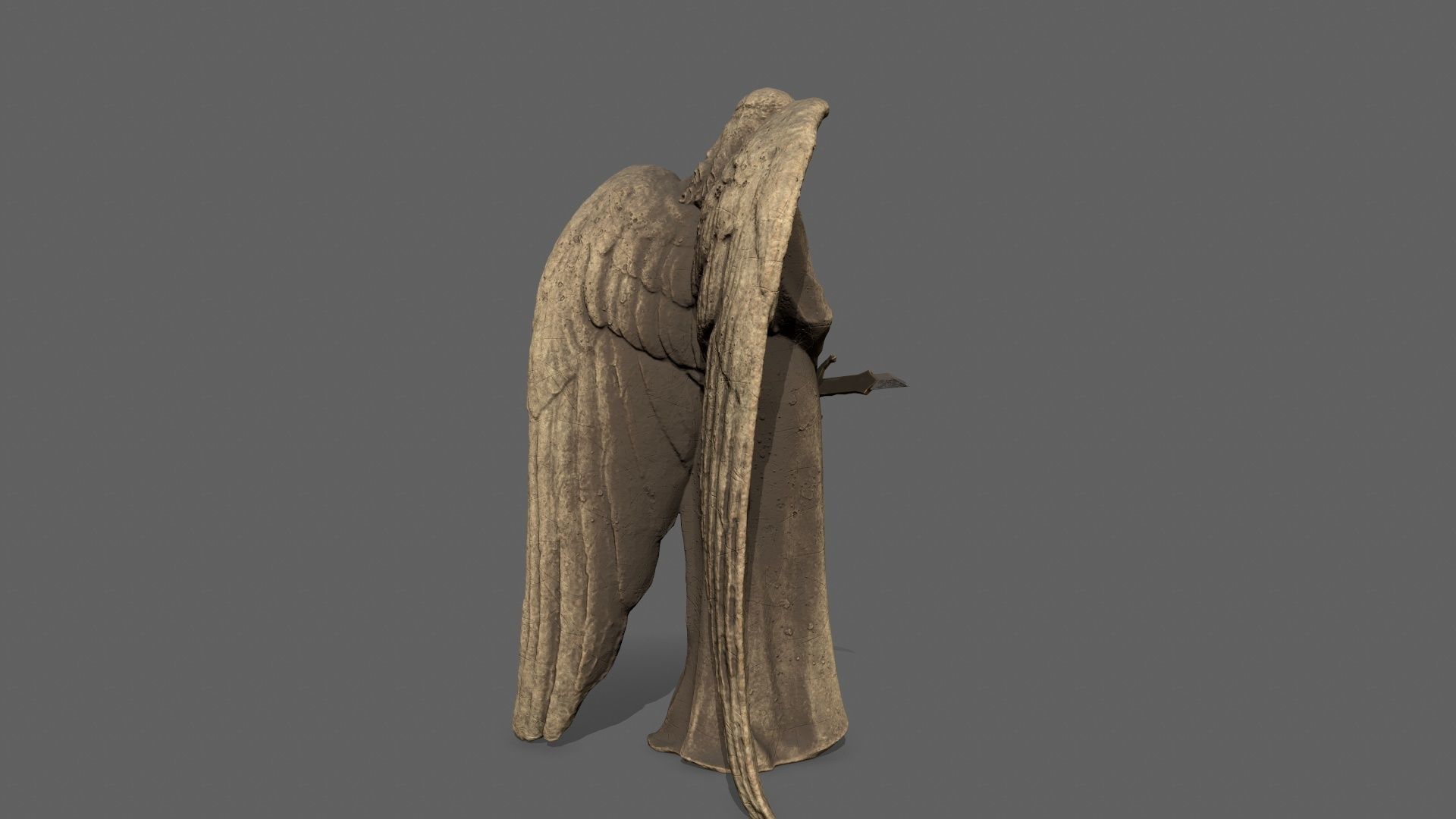Angel statue of Low-poly 3D model_6