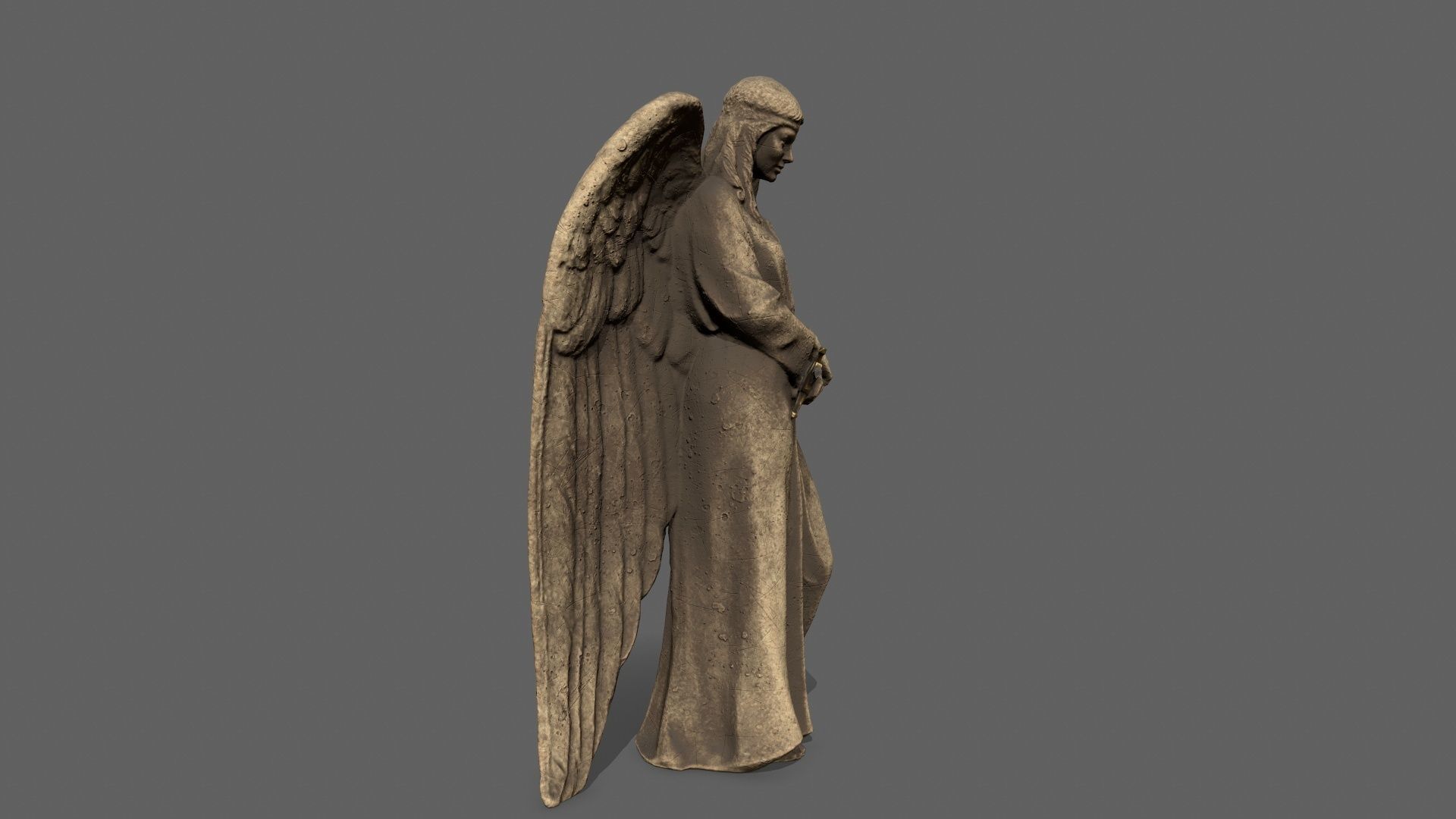 Angel statue of Low-poly 3D model_5