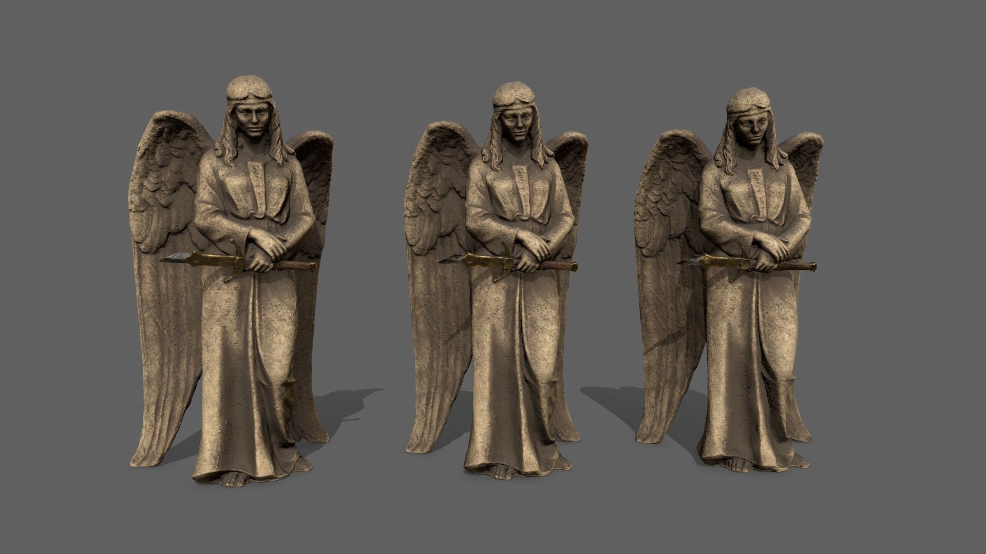 Angel statue of Low-poly 3D model_11