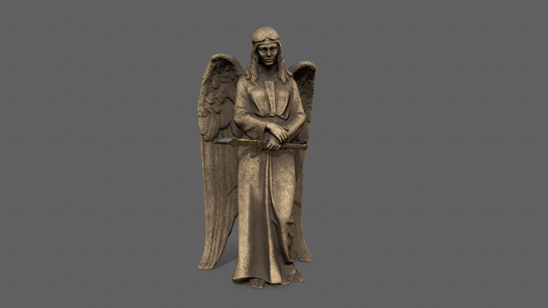 Angel statue of Low-poly 3D model_10